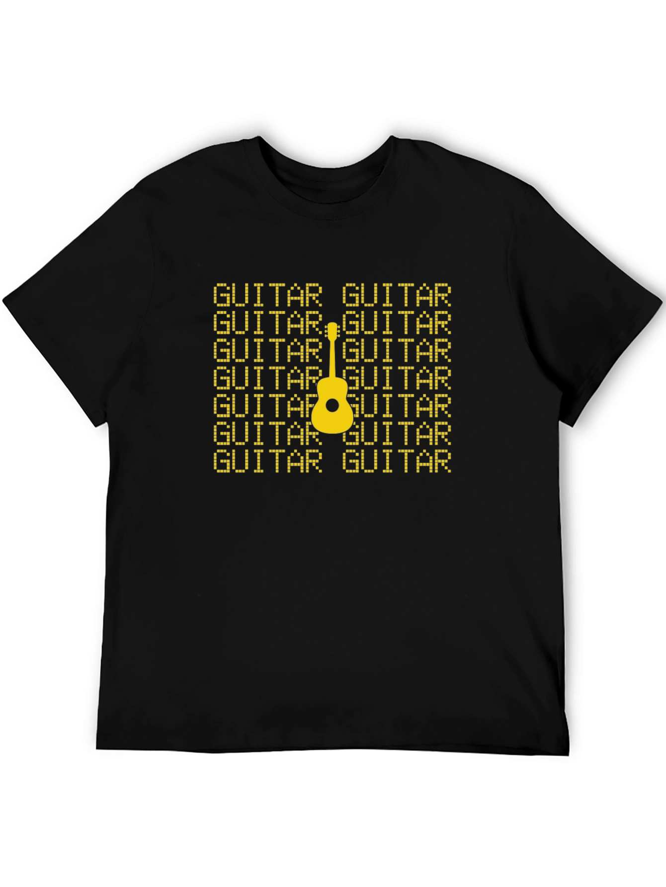 Black Guitar Patterned Graphic T-Shirt view 5