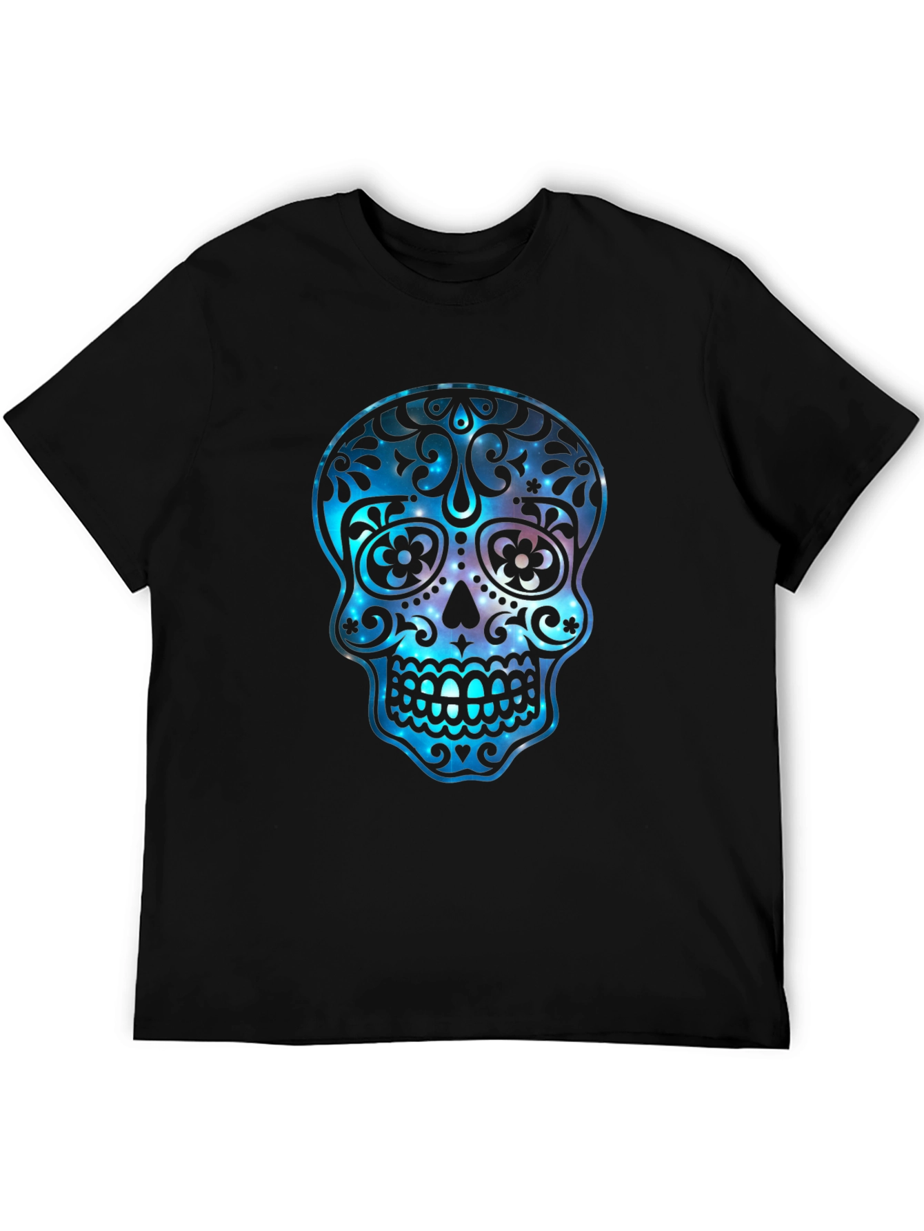 Black Sugar Skull Galaxy Graphic T-Shirt view 5