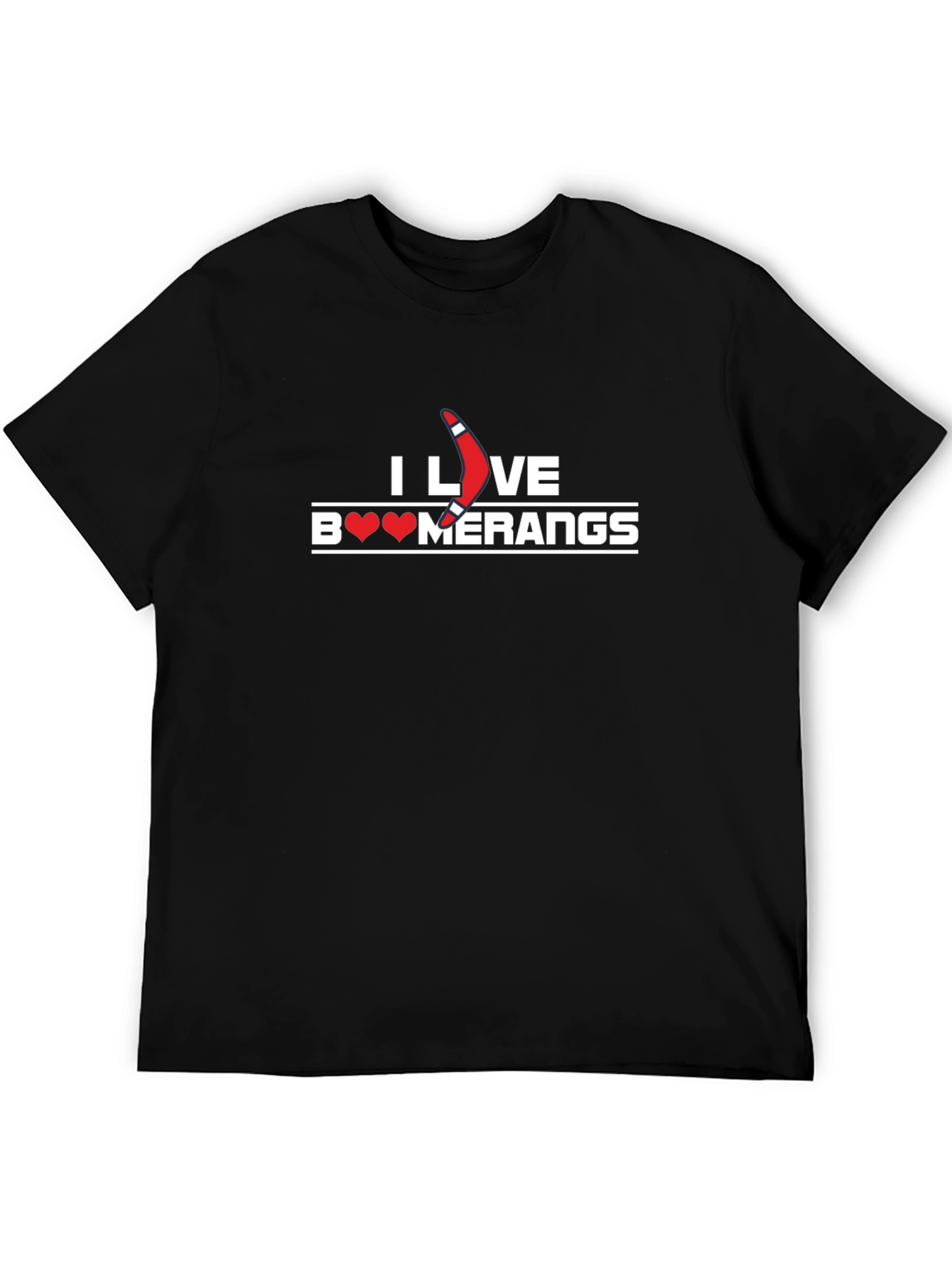 Black I Love Boomerangs Black Graphic Tee view 5