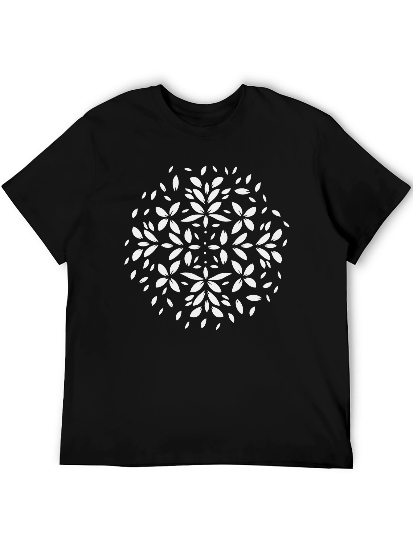 Black Floral Mandala Graphic T-Shirt - Classic Black Tee view 5