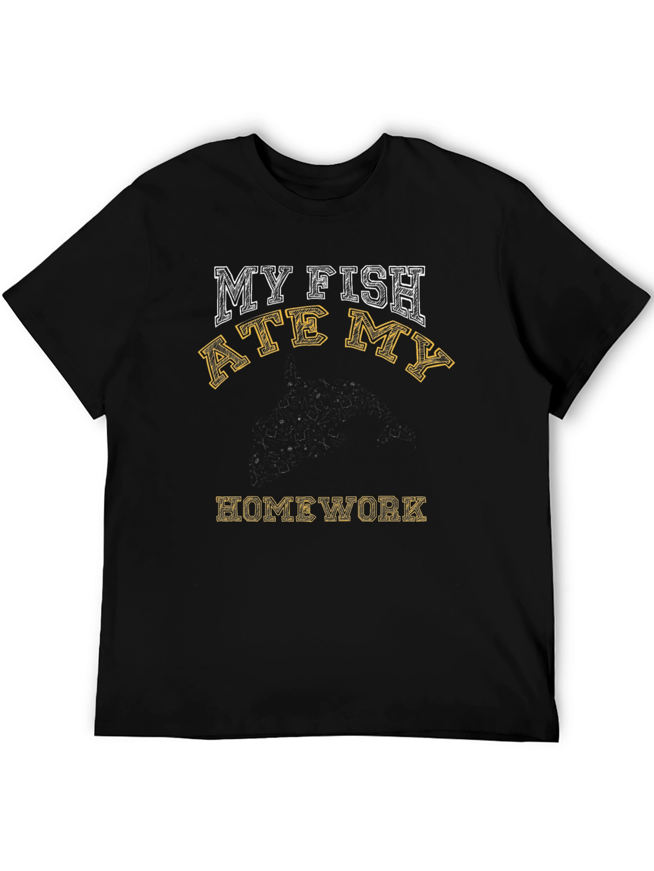 Black Funny "My Fish Ate My Homework" Graphic Tee view 5