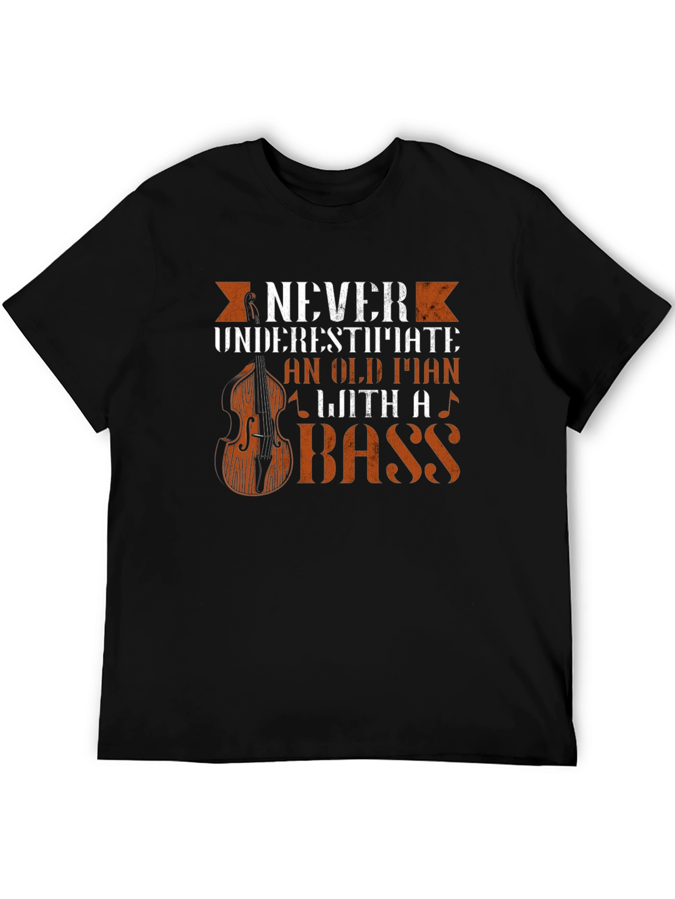 Black Never Underestimate Old Man Bass Guitar T-Shirt view 5