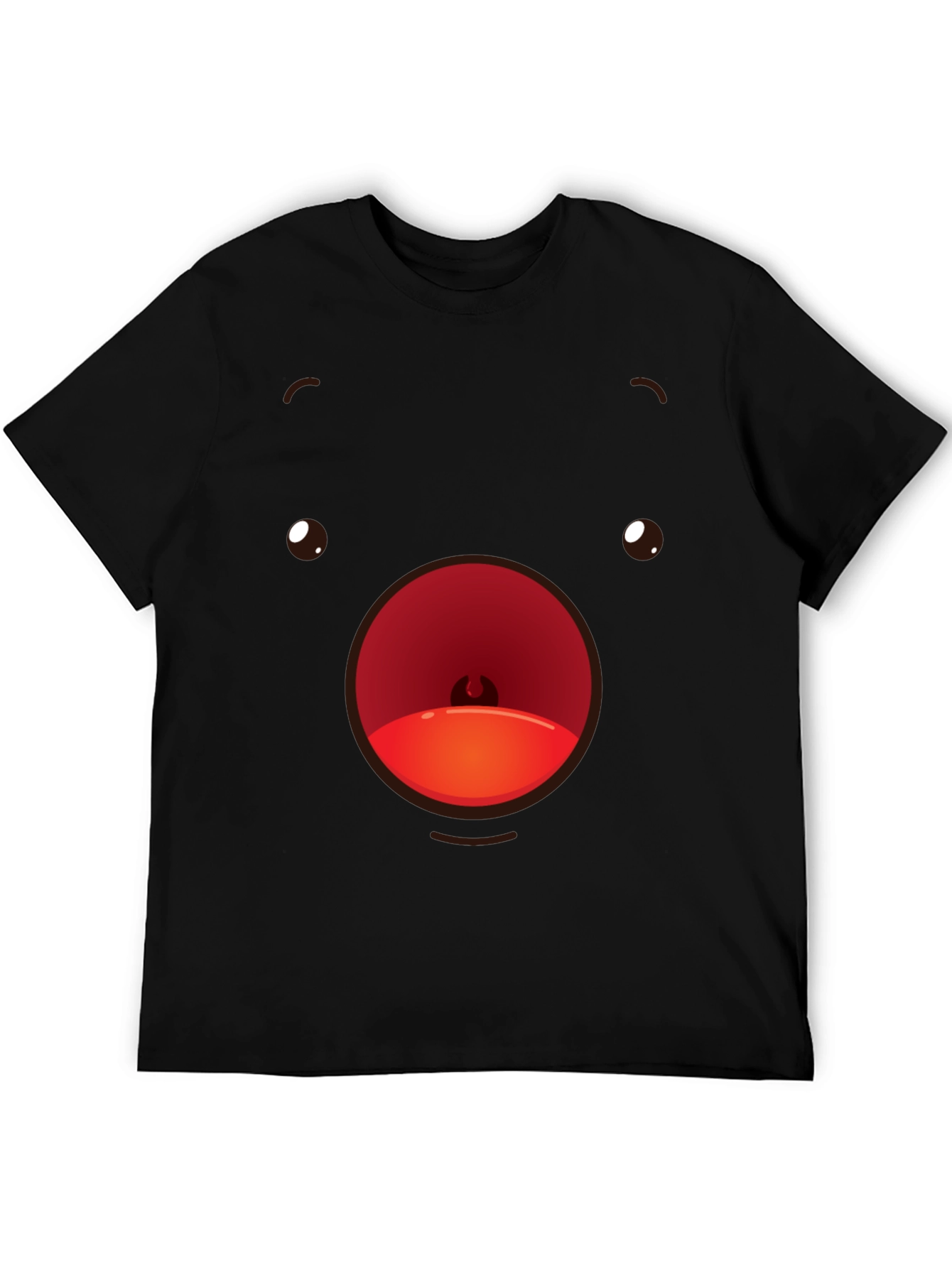 Black Funny Face T-Shirt Black Crew Neck Soft Cotton view 5