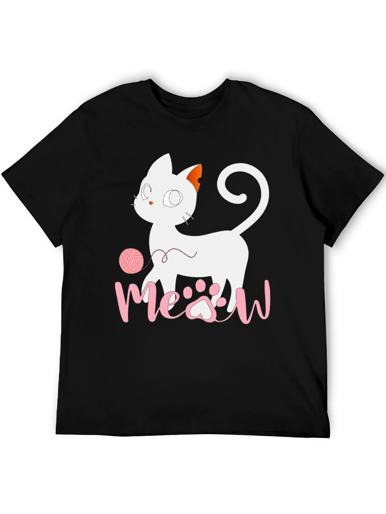 Black Cute Cat Meow T-Shirt - Fun Graphic Tee view 5