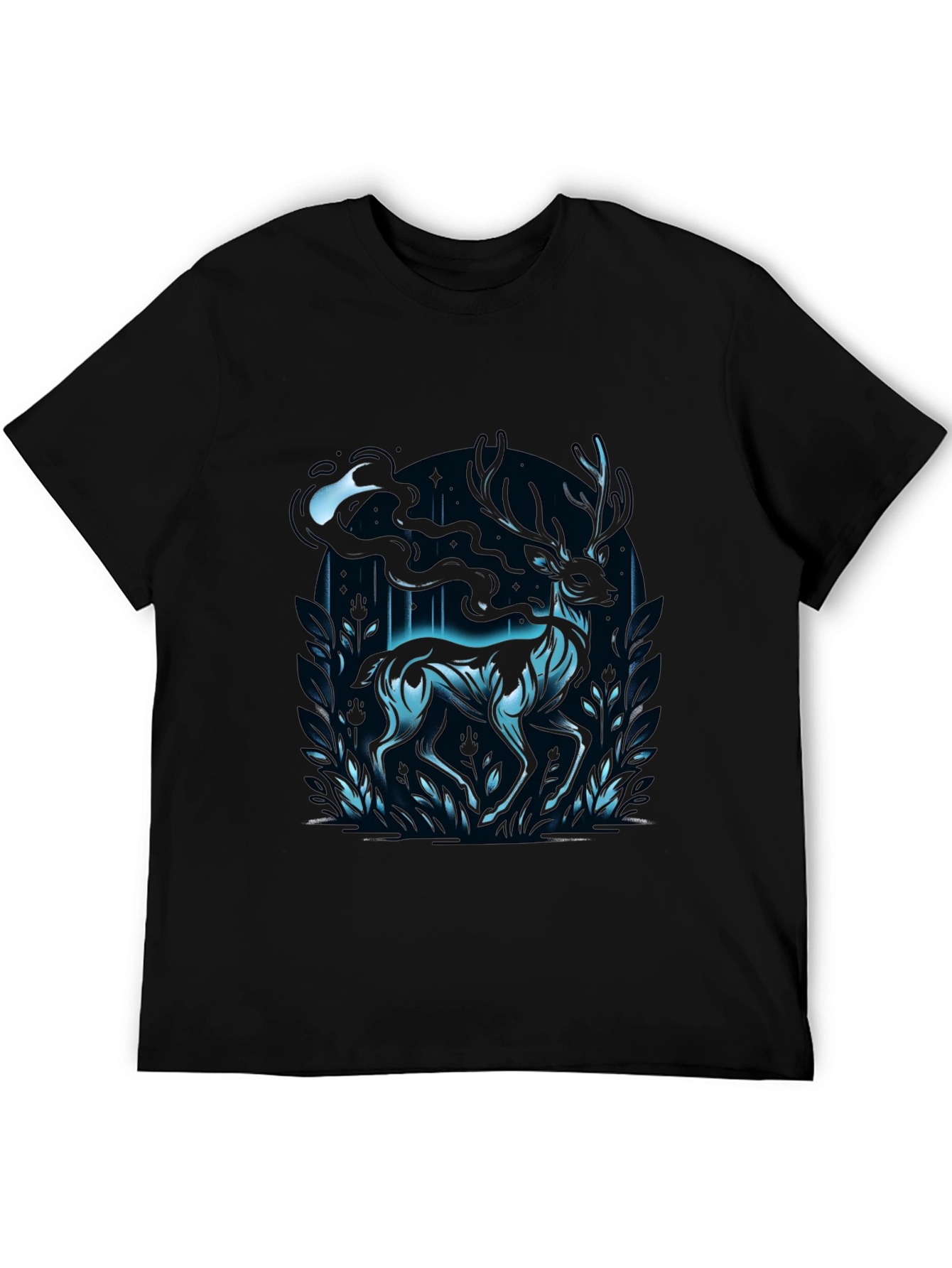 Black Mystic Deer Graphic T-Shirt - Black view 5