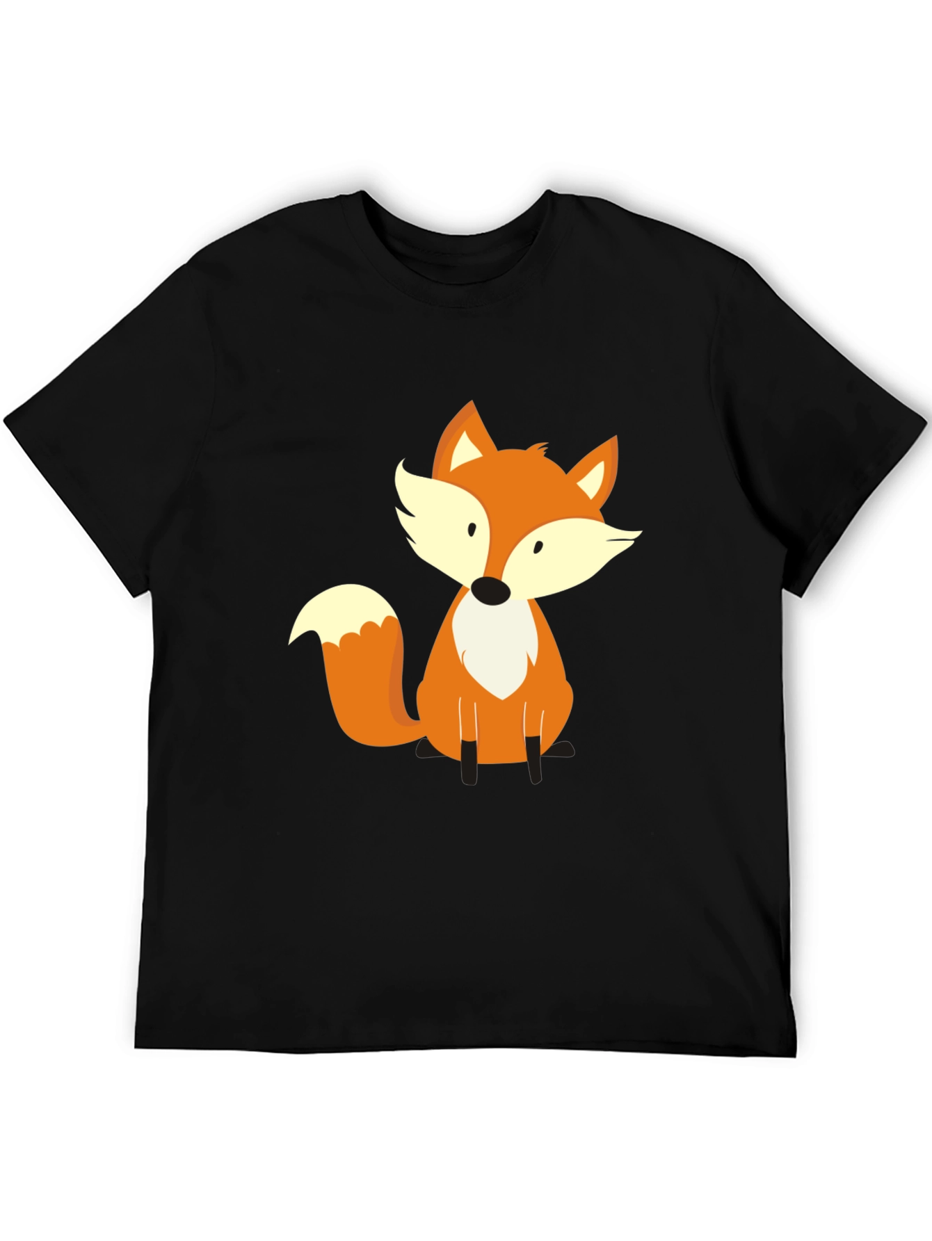 Black Cute Fox Graphic Tee - Soft Black T-Shirt view 5