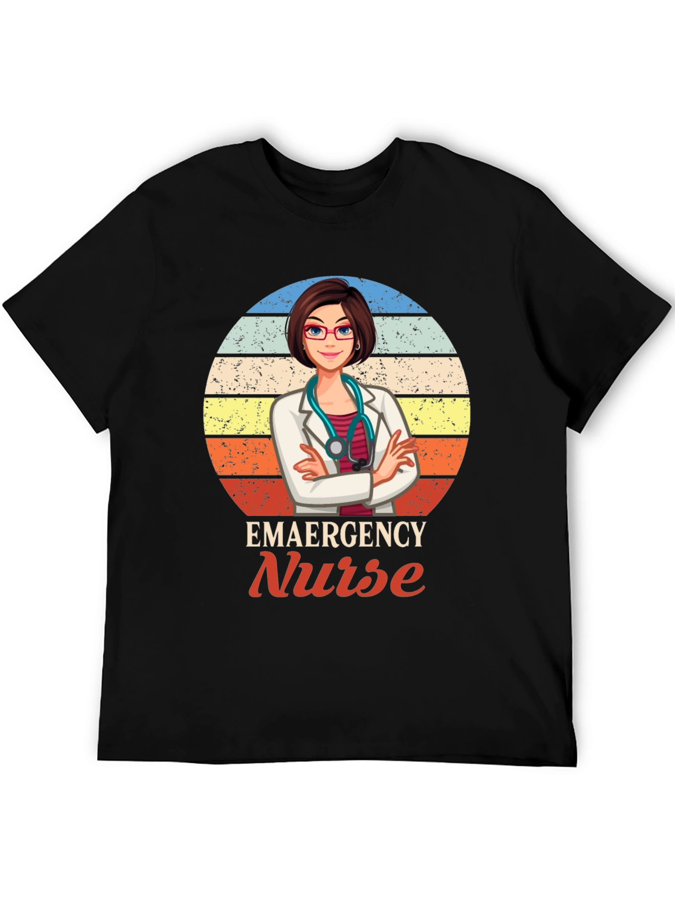 Black Emergency Nurse Graphic T-Shirt view 5