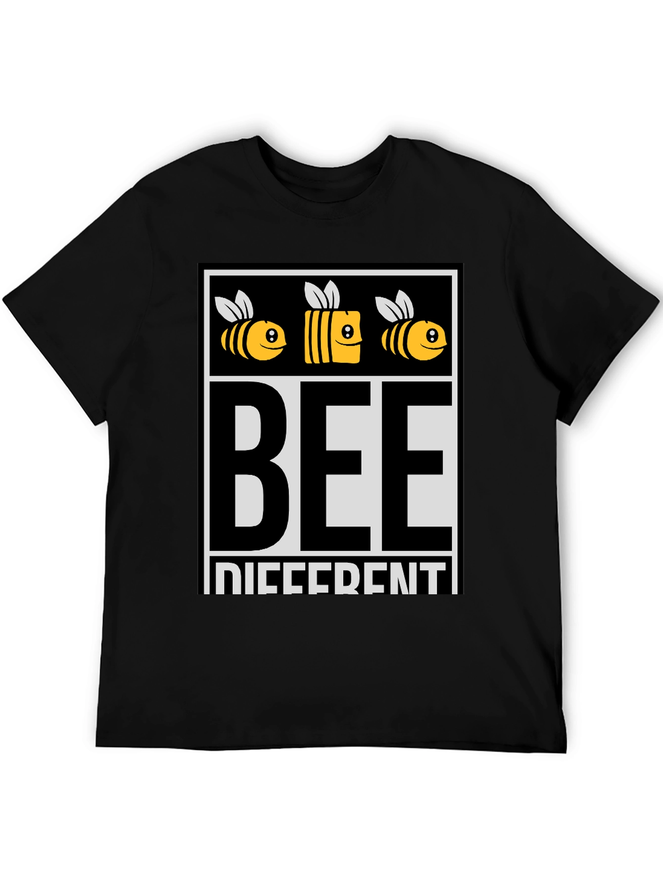 Black Bee Different Graphic Tee - Black Cotton T-Shirt view 5