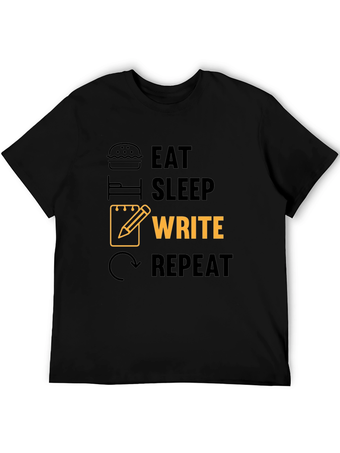 Black Eat Sleep Write Repeat Novelty T-Shirt view 5