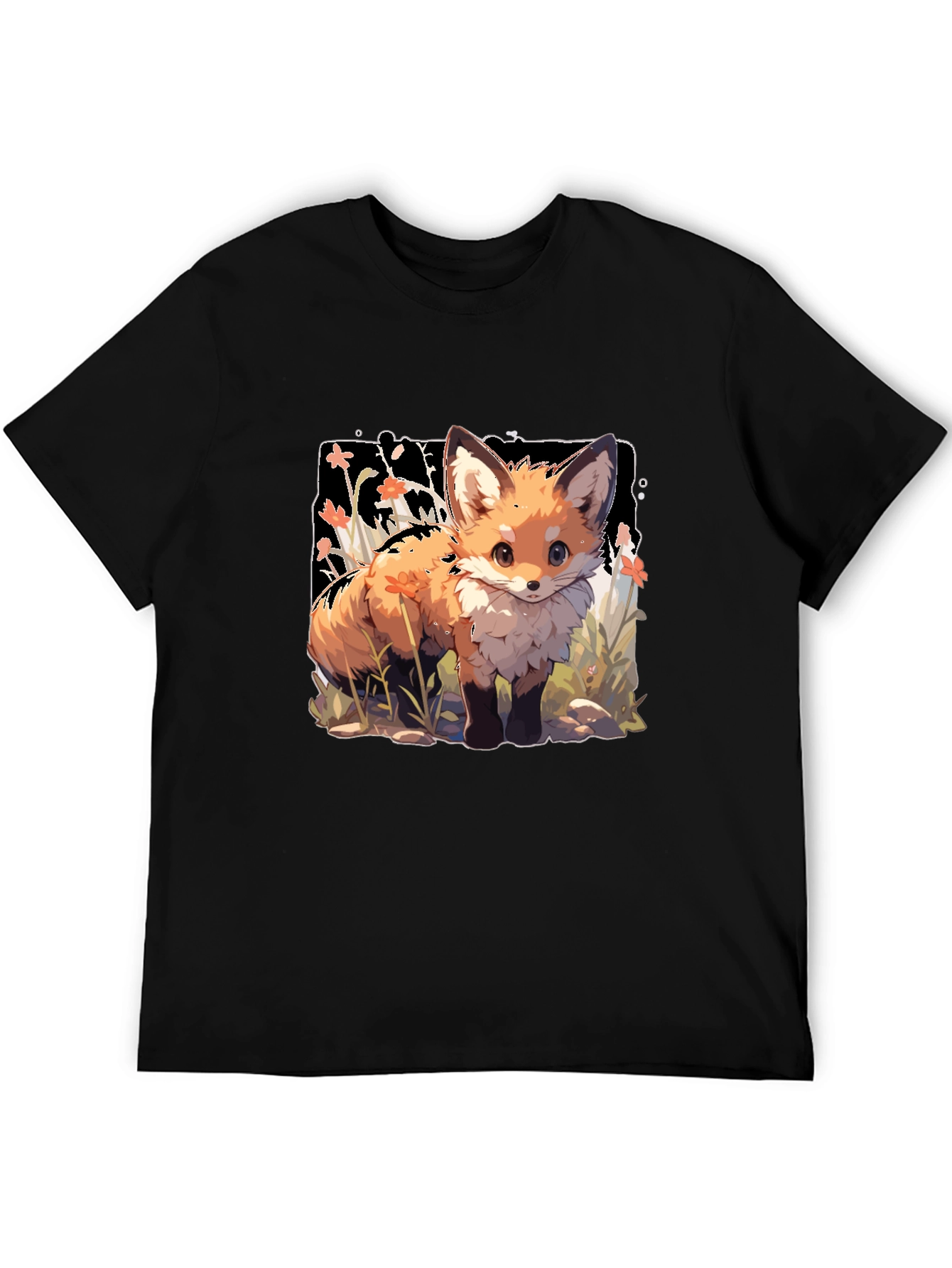 Black Cute Fox Graphic Tee - Stylish Animal Lover Shirt view 5