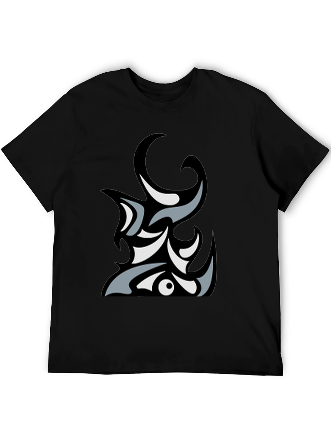 Black Abstract Tribal Graphic Black T-Shirt view 5