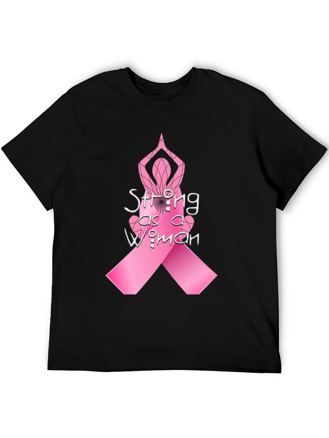 Black Strong as a Woman Breast Cancer Awareness T-Shirt view 5