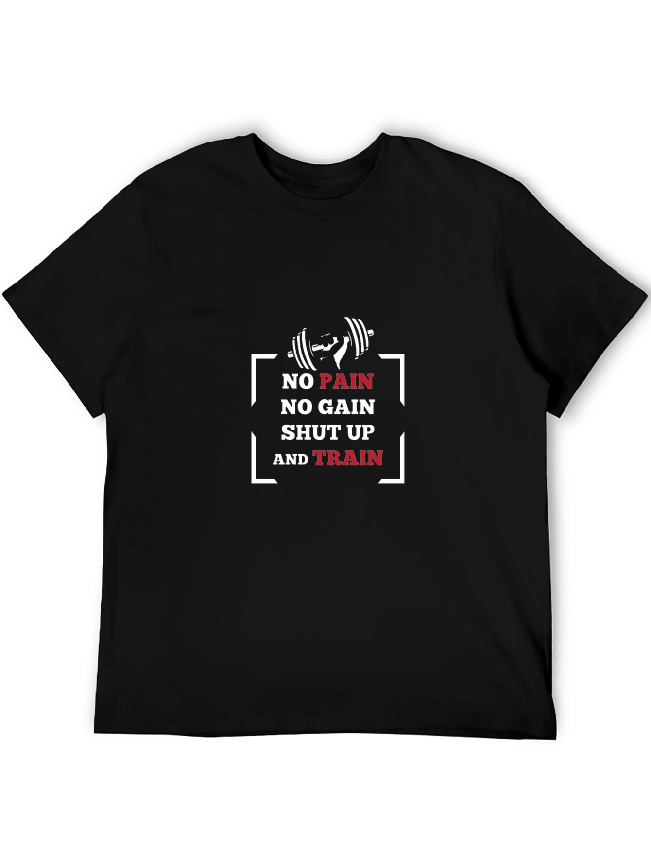 Black No Pain No Gain Training T-Shirt view 5