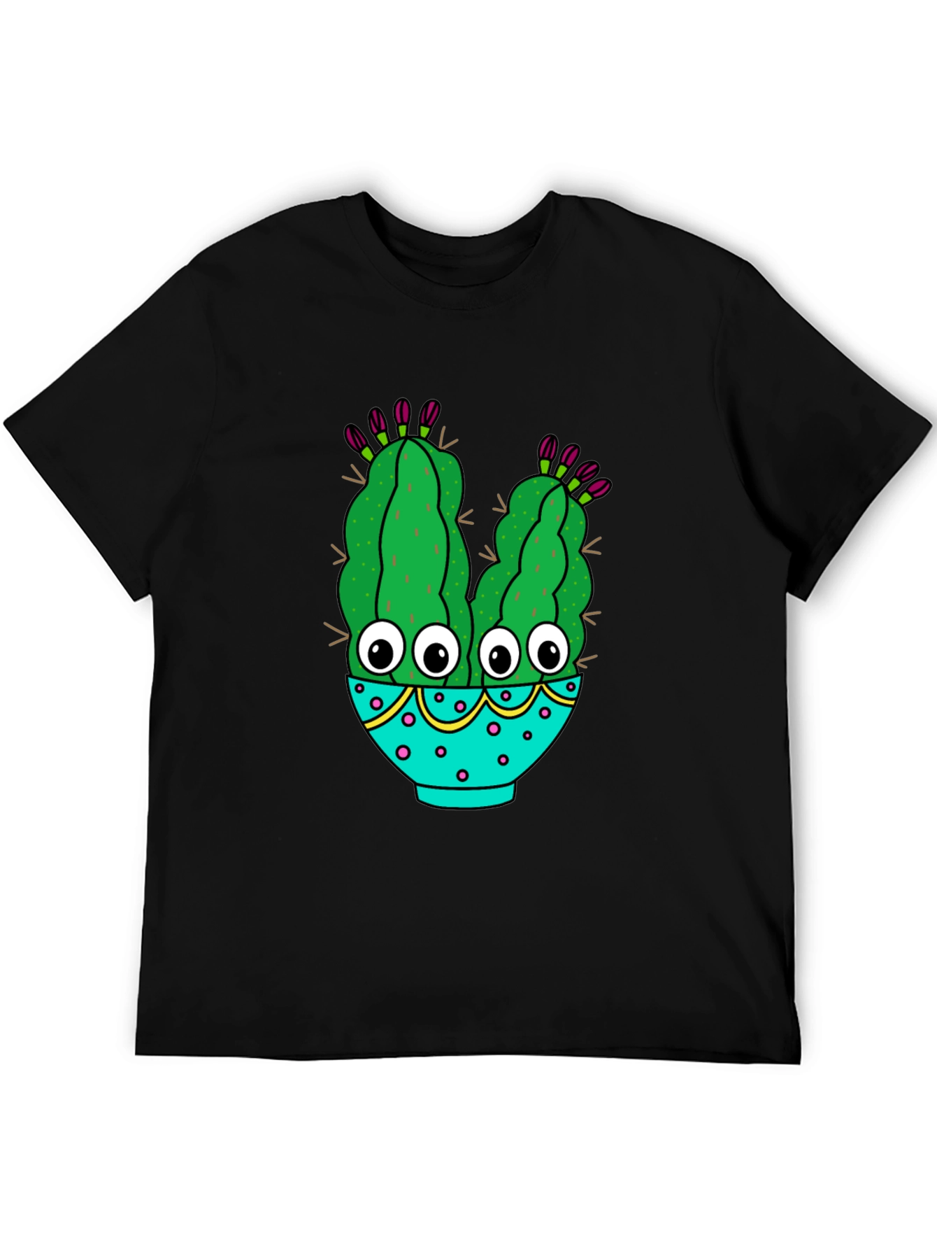 Black Funny Cactus Graphic T-Shirt - Black Cotton Blend view 5