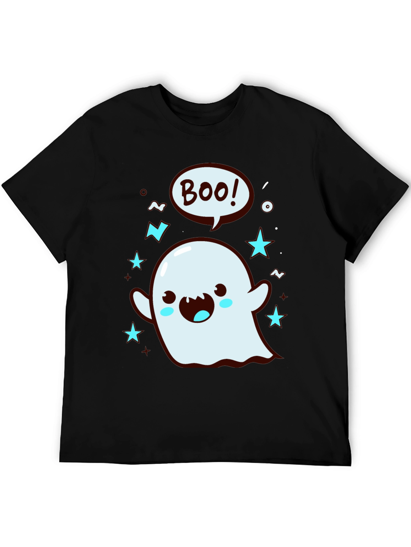 Cute Ghost Boo Graphic Tee - Black T-Shirt - 5