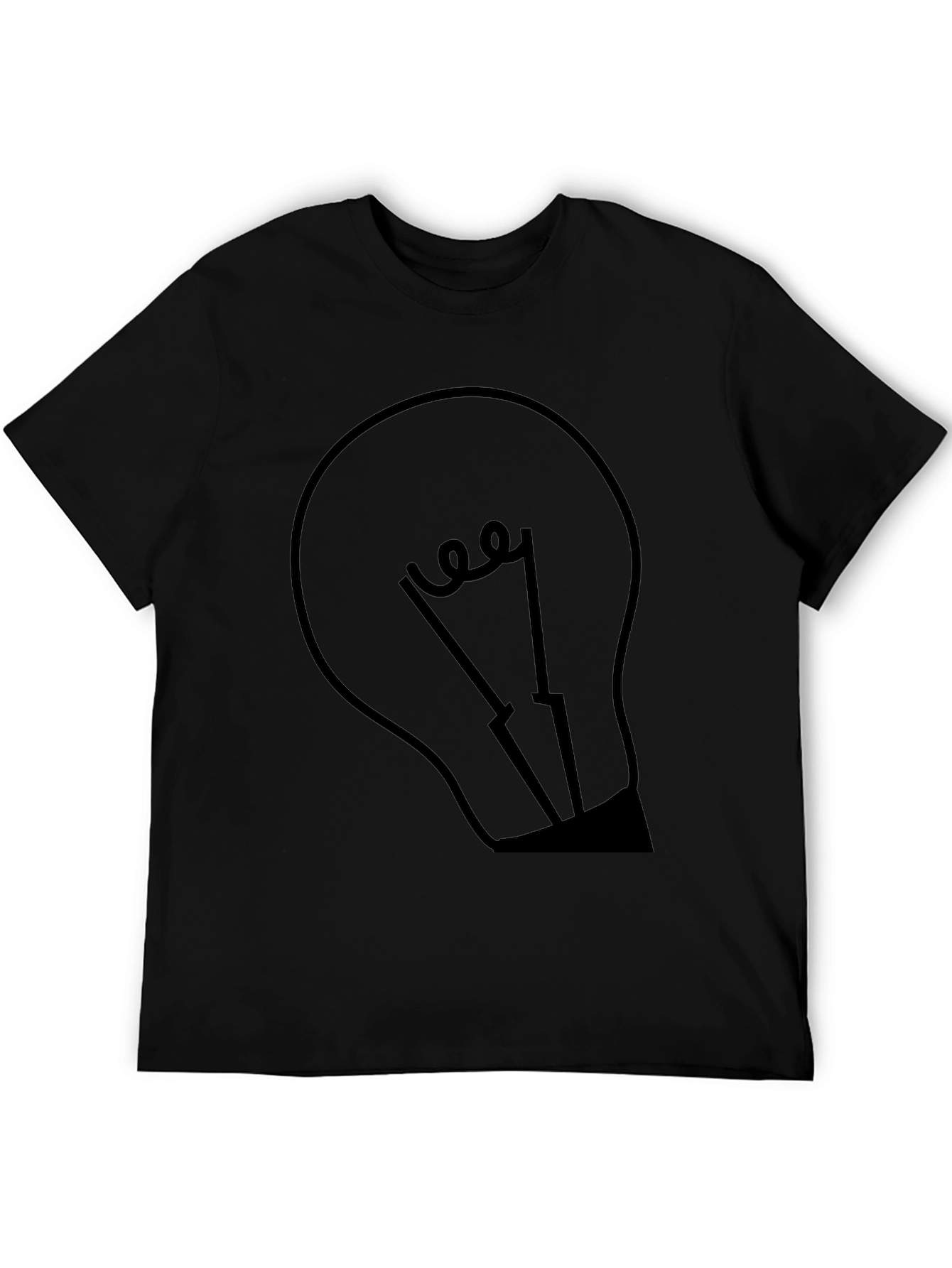 Black Men's Black Graphic Tee - Light Bulb Design view 5