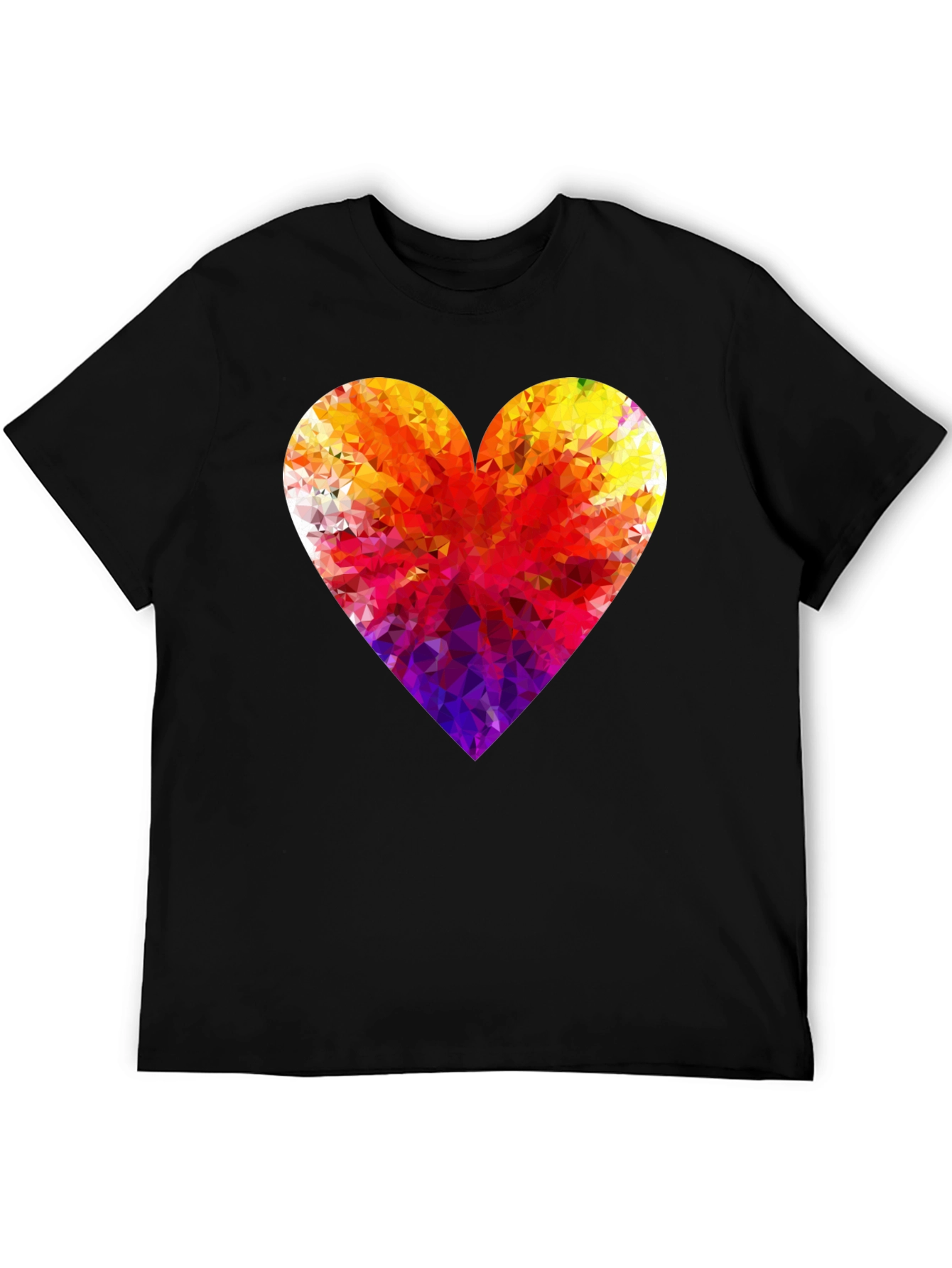 Black Geometric Heart Graphic Black T-Shirt view 5