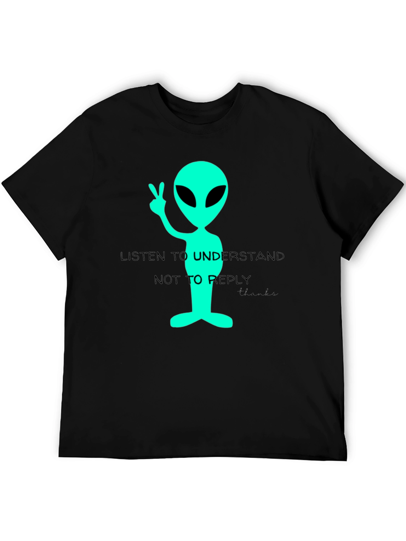 Black Alien Peace T-Shirt - Listen to Understand Tee view 5