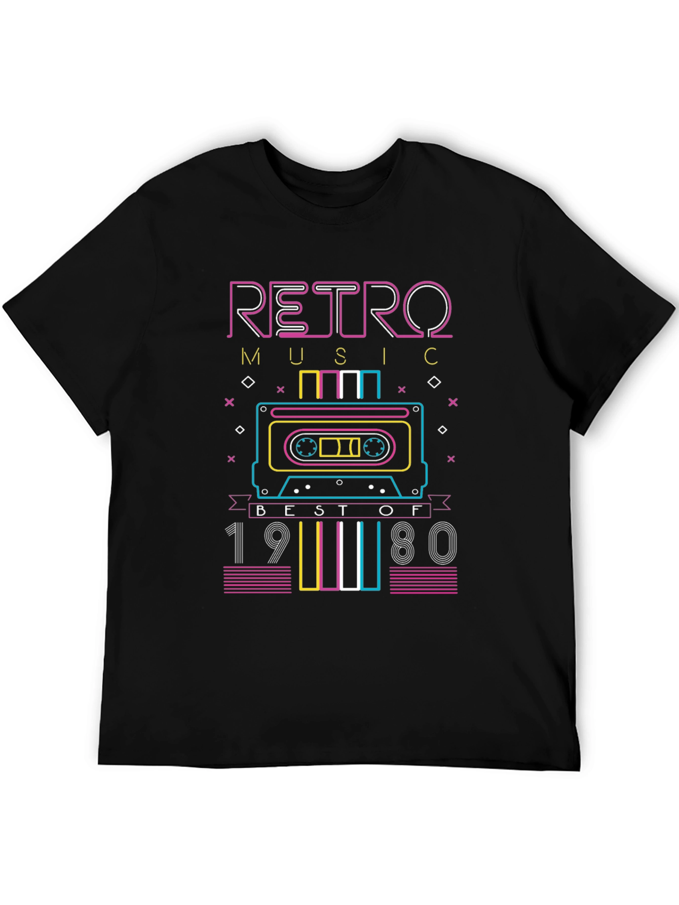 Black Retro Music Best of 1980s Cassette T-Shirt view 5