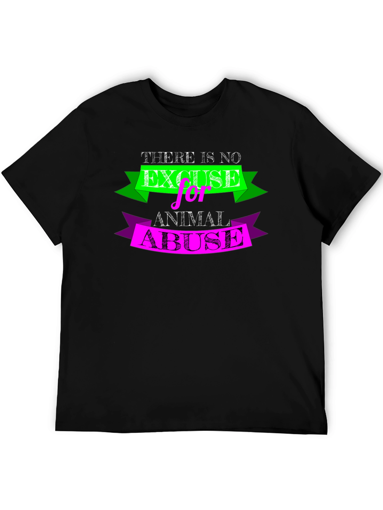 Black Animal Abuse Awareness Black T-Shirt view 5