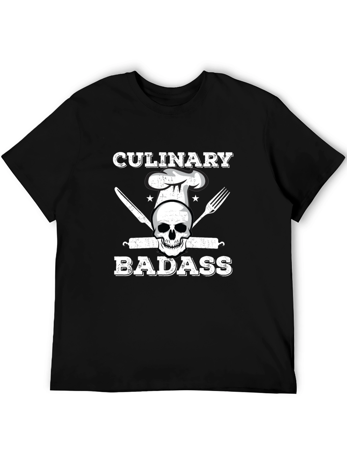 Black Culinary Badass T-Shirt - Chef Skull Design view 5