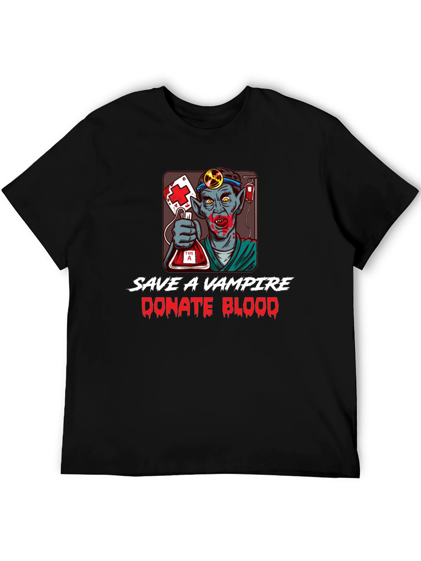 Black Save a Vampire Donate Blood T-Shirt view 5