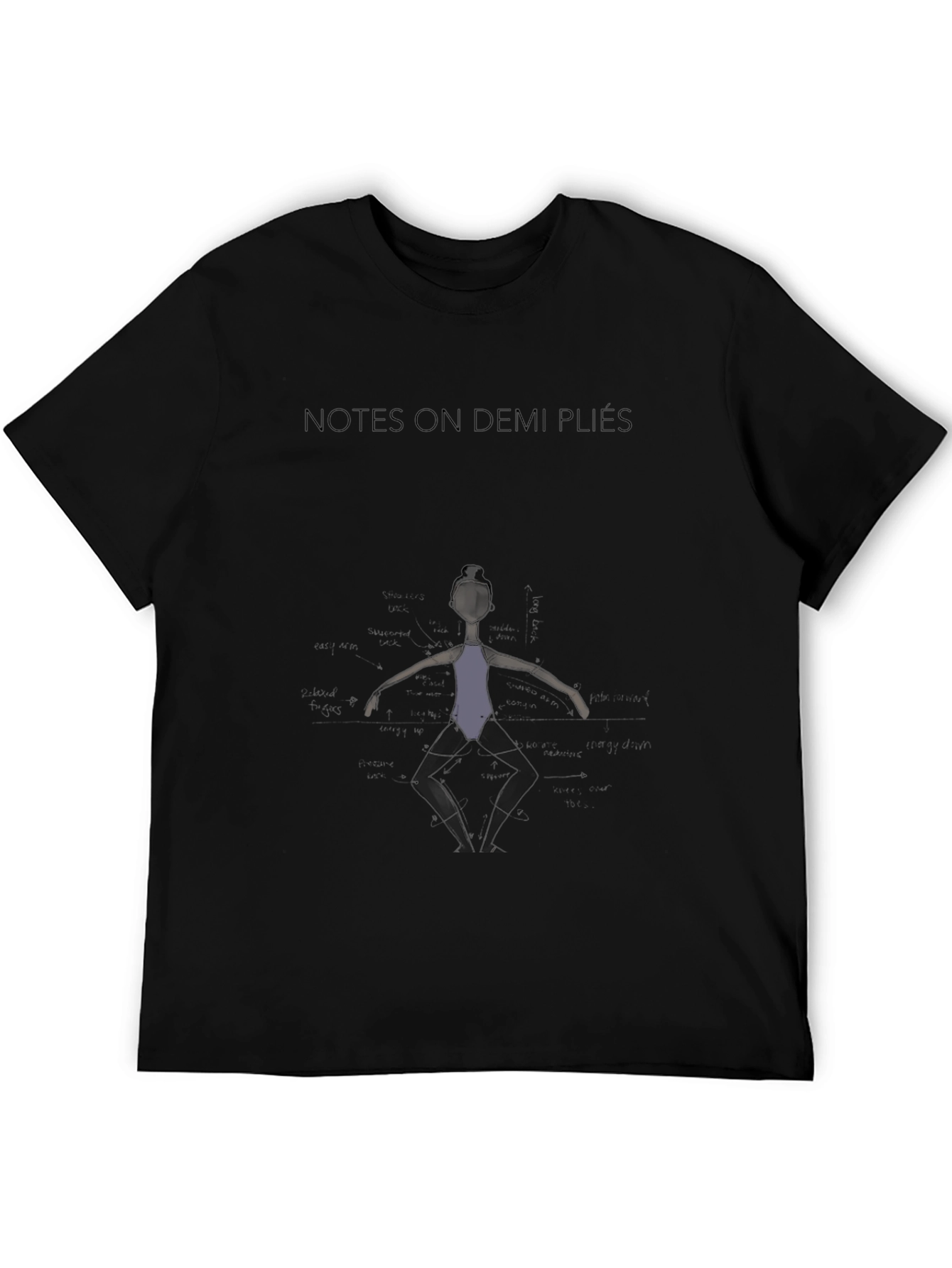 Black Notes On Demi Plié Black T-Shirt view 5