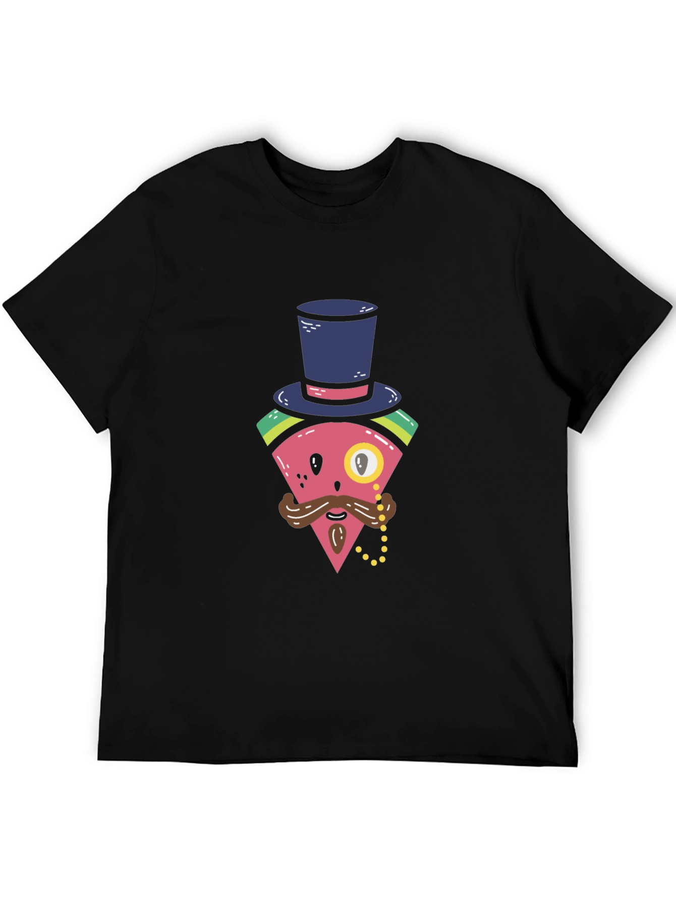 Black Whimsical Watermelon Gentleman T-Shirt view 5