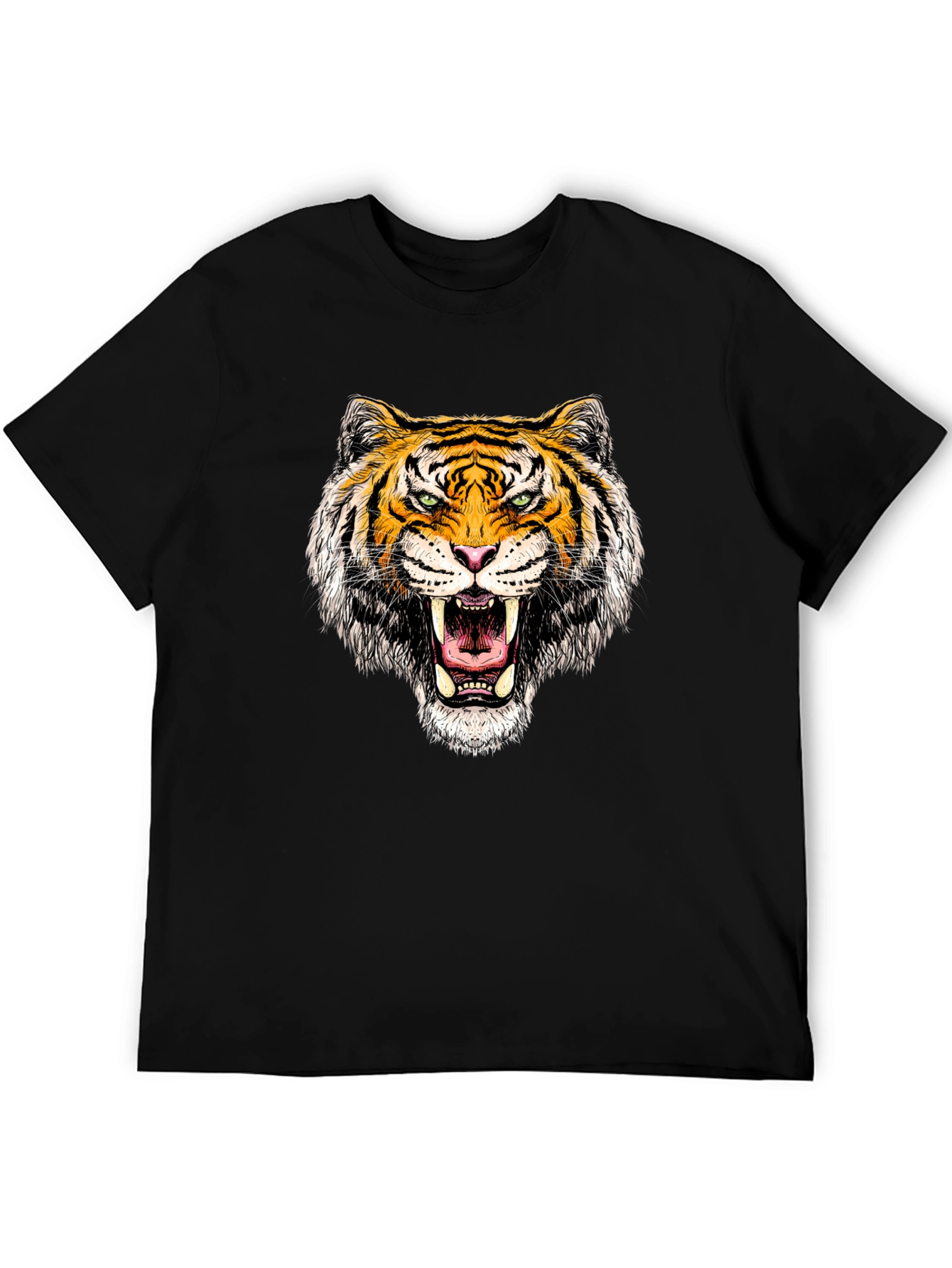 Black Roaring Tiger Graphic Tee - Black Cotton T-Shirt view 5