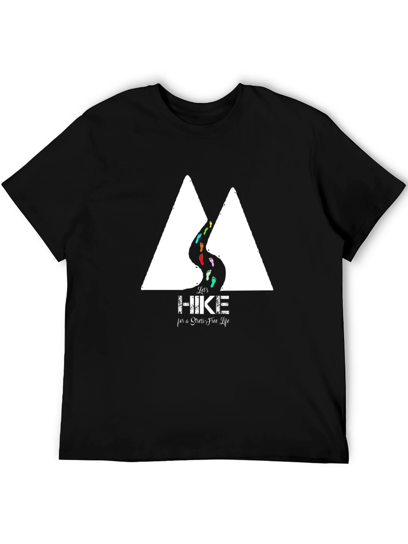 Black Hike for a Stress-Free Life T-Shirt view 5