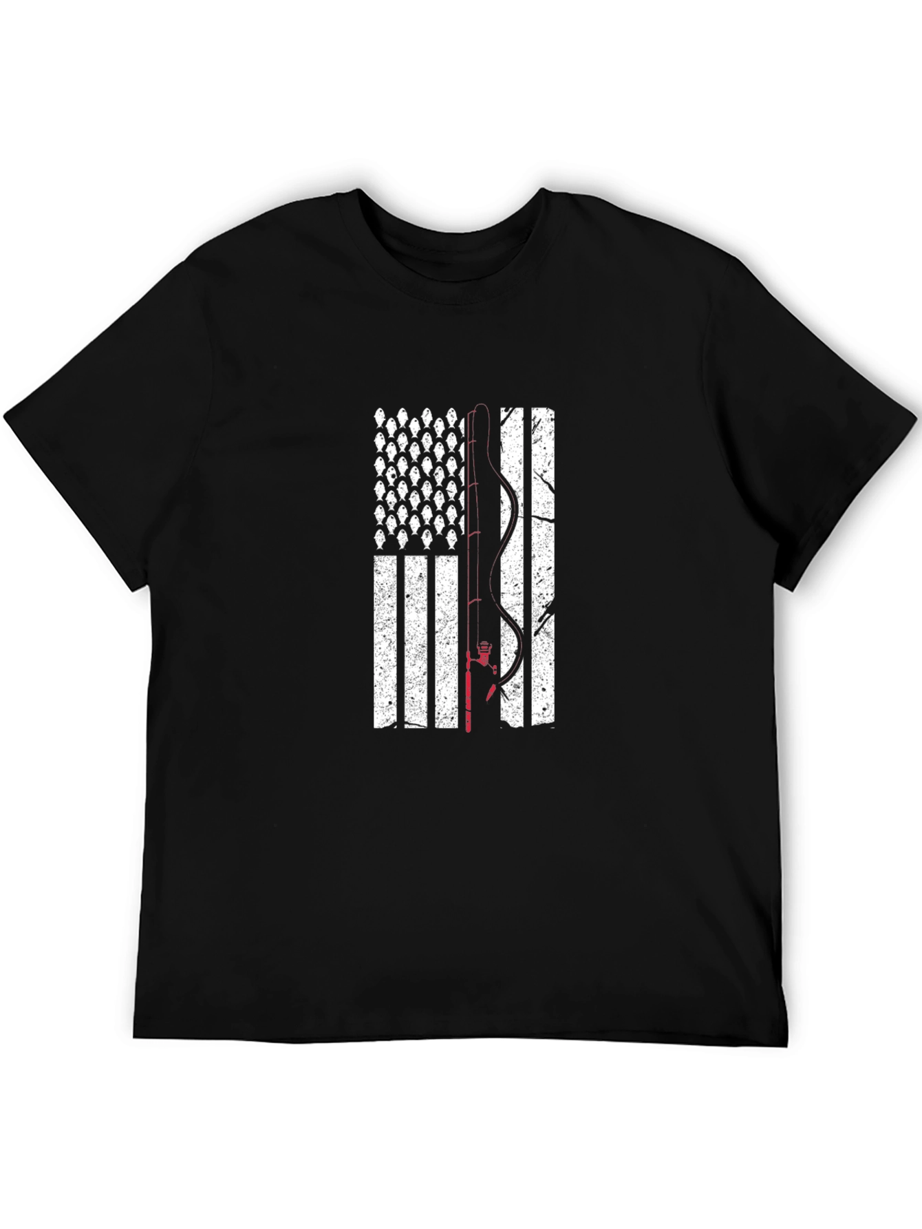 Black Fishing American Flag T-Shirt view 5