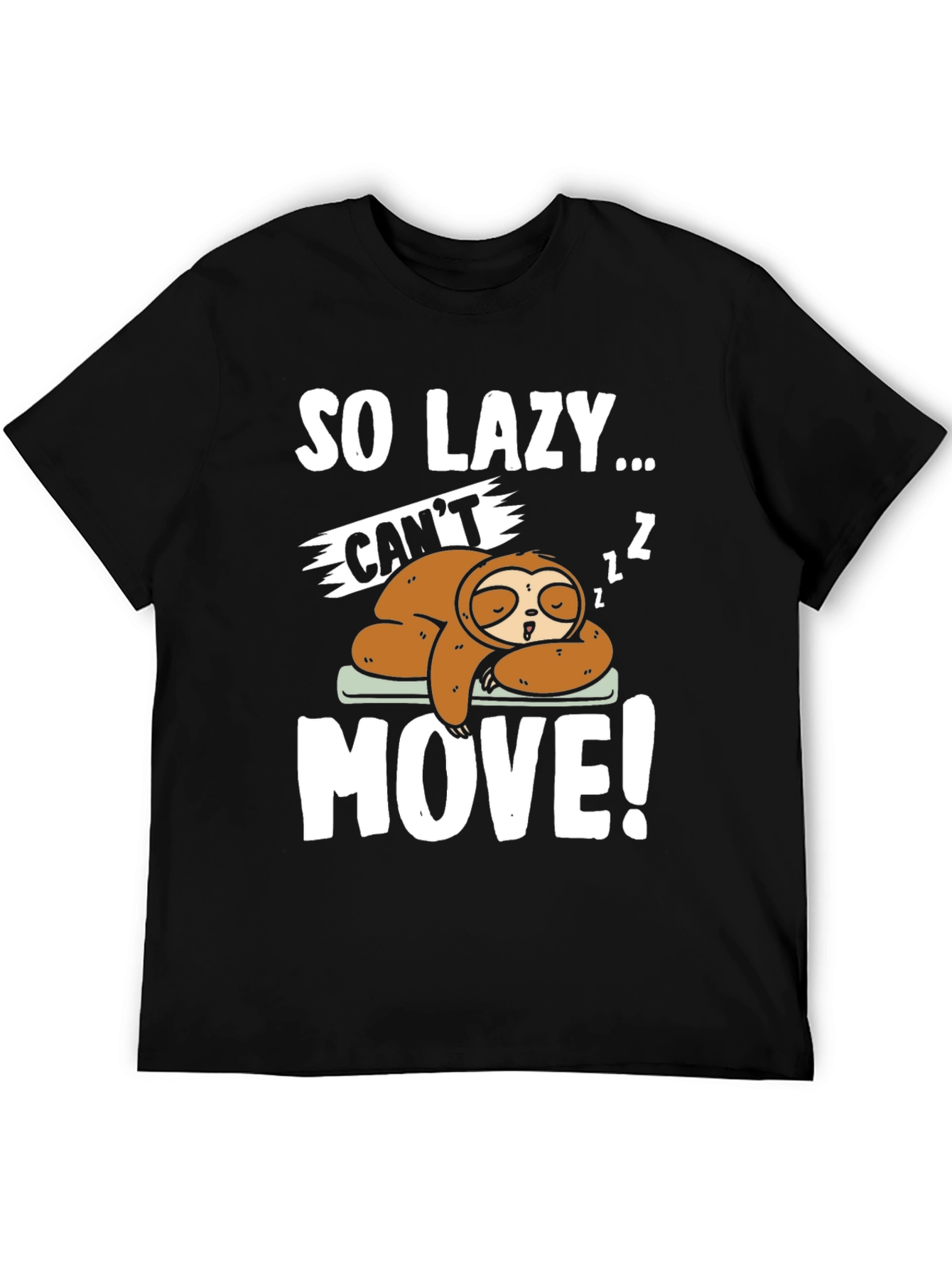 Black So Lazy Sloth Graphic Tee - Funny Sleep T-Shirt view 5