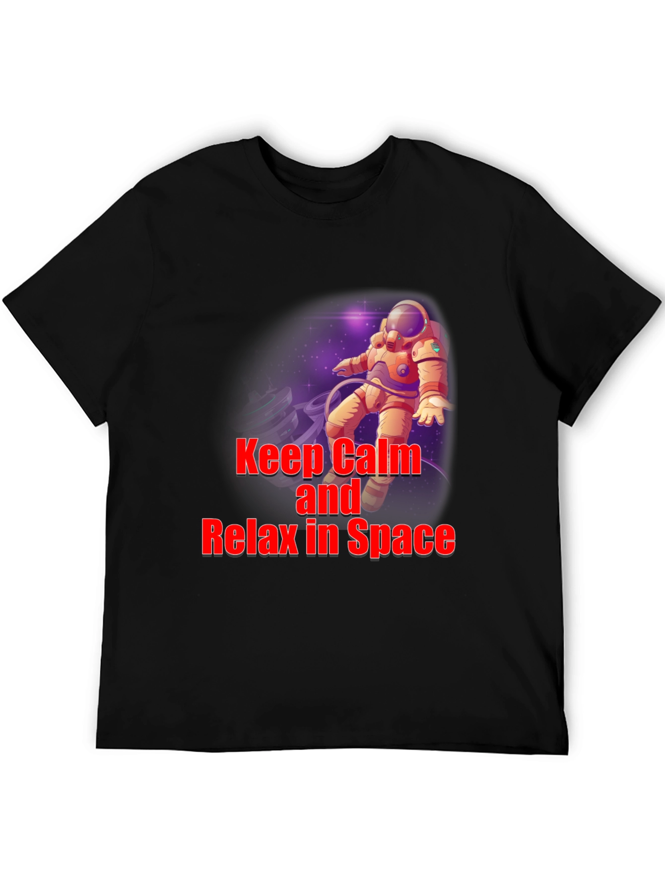 Black Keep Calm Astronaut T-Shirt - Space Design view 5