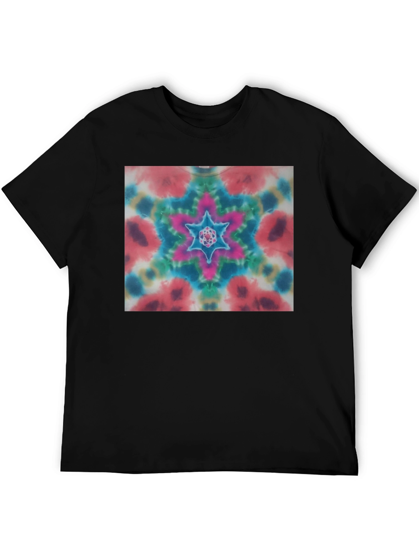Black Colorful Tie-Dye Starburst Graphic Tee - Unisex view 5