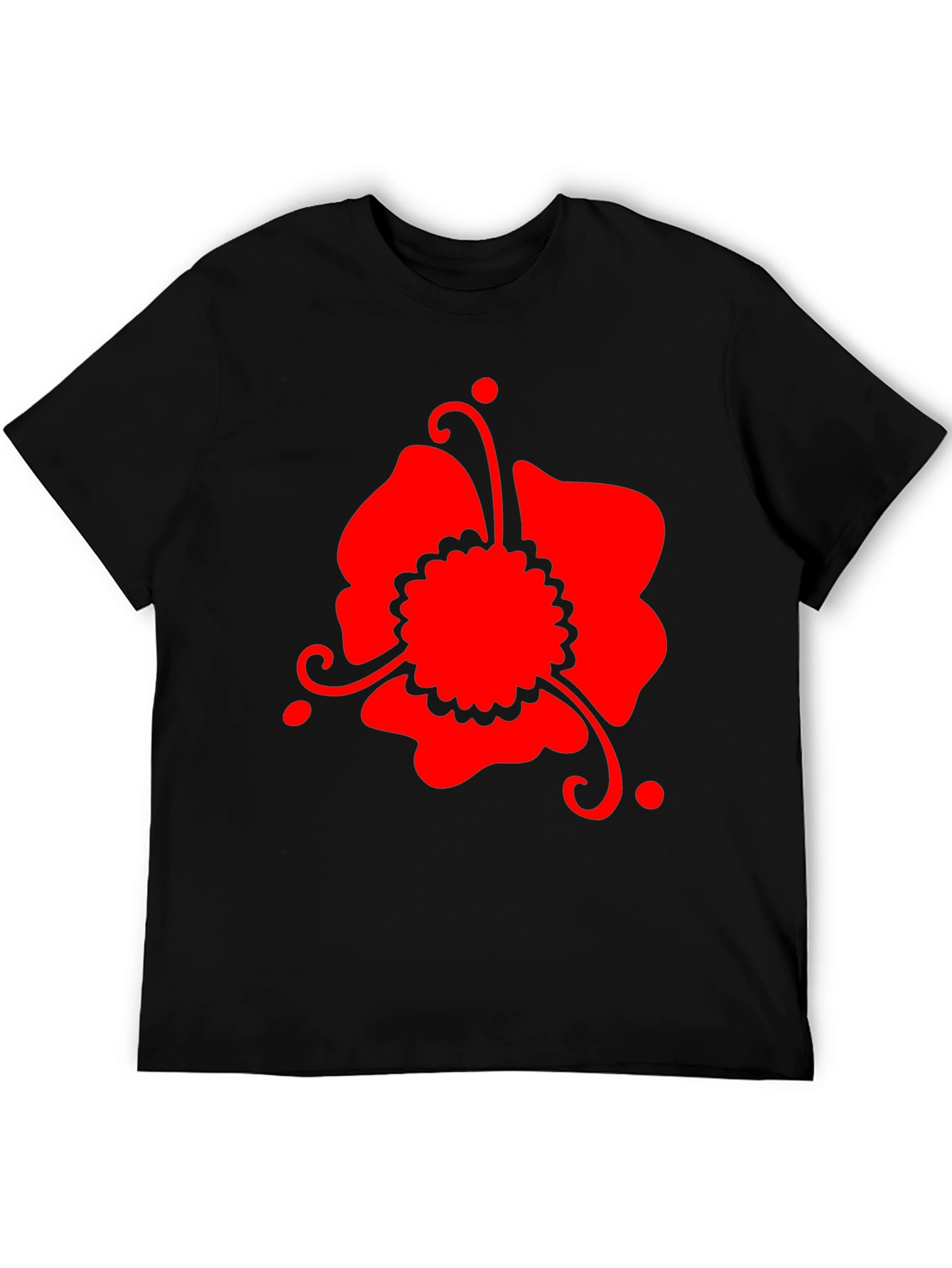 Black Red Floral Graphic Black T-Shirt view 5
