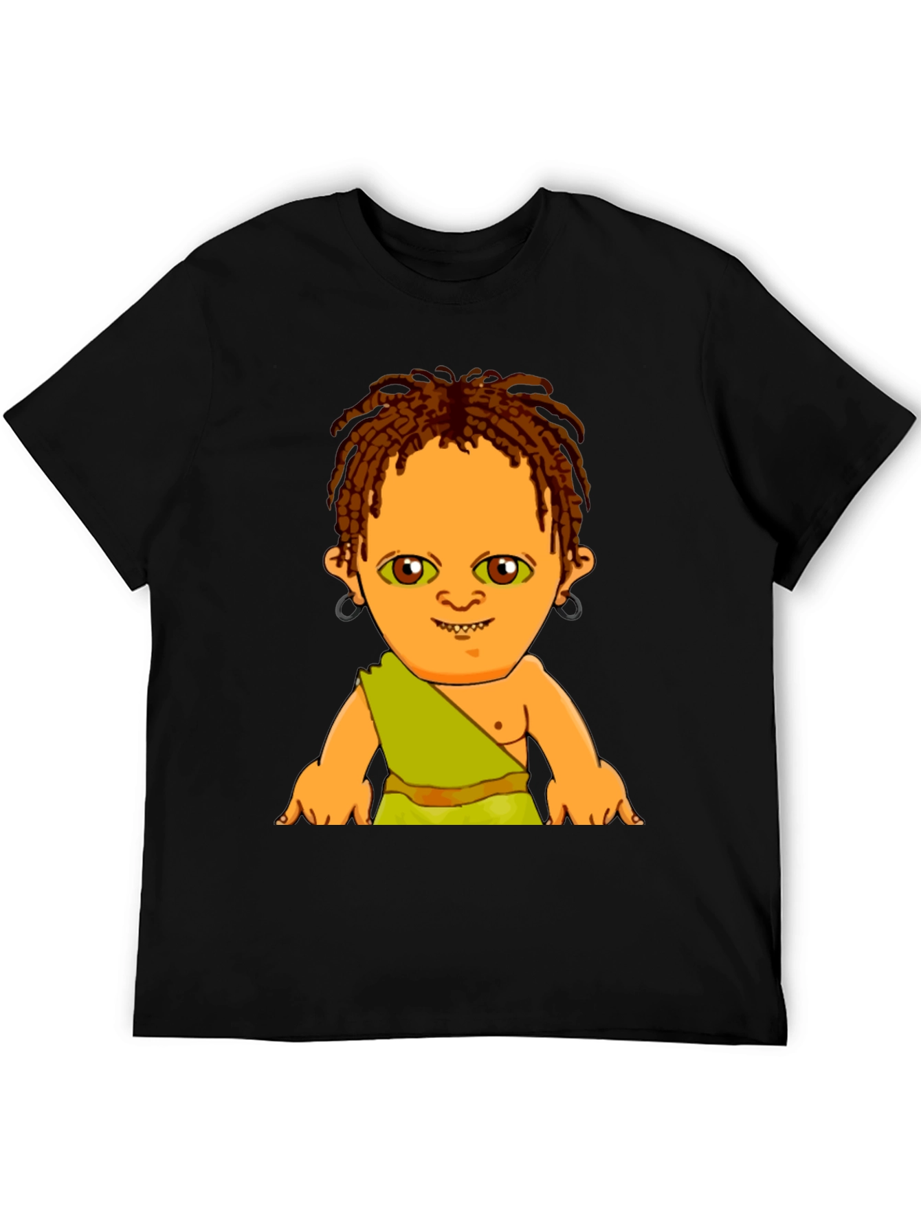 Black Cartoon Character Print Black T-Shirt view 5