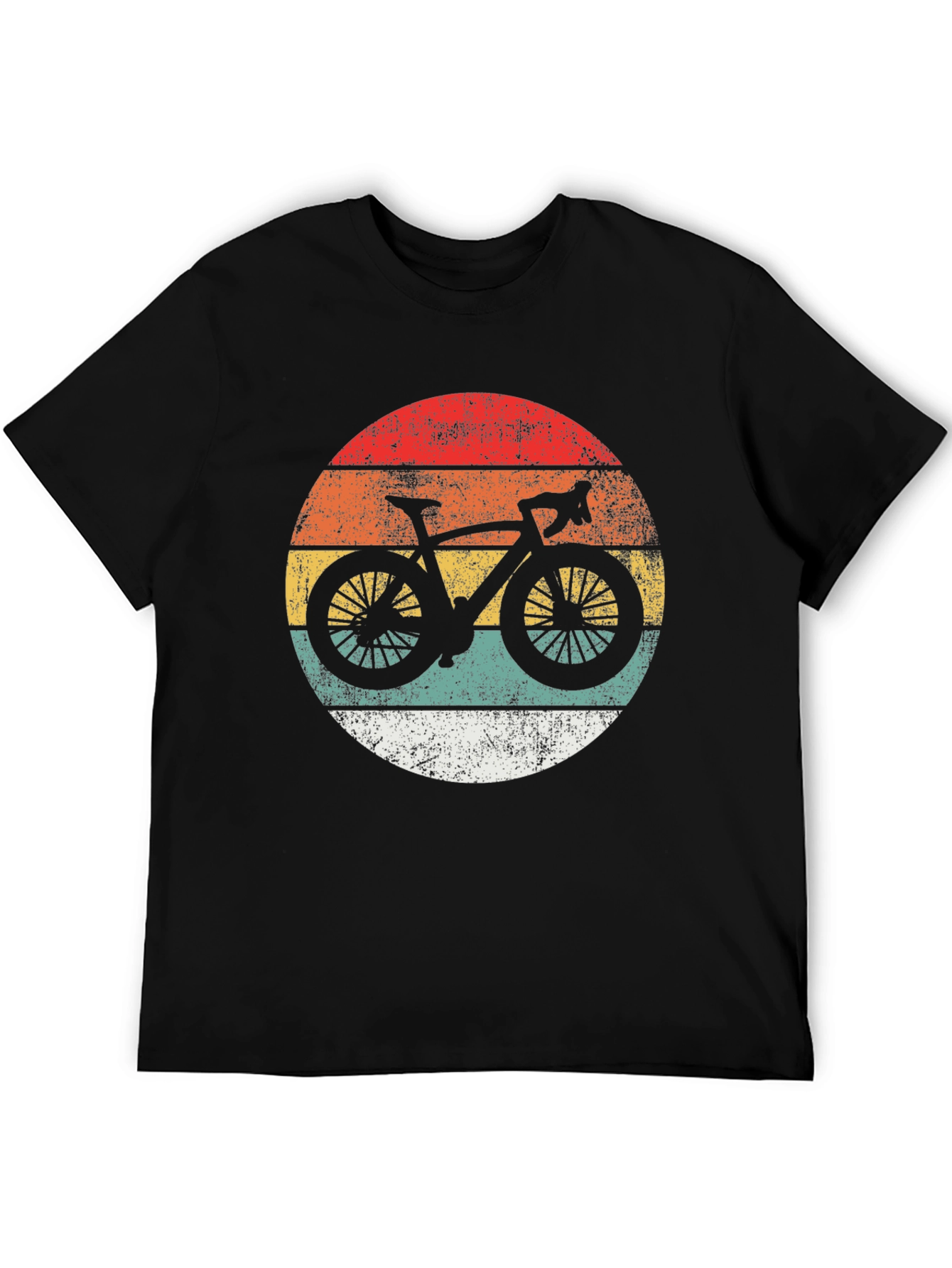 Black Retro Cycling Sunset T-Shirt view 5