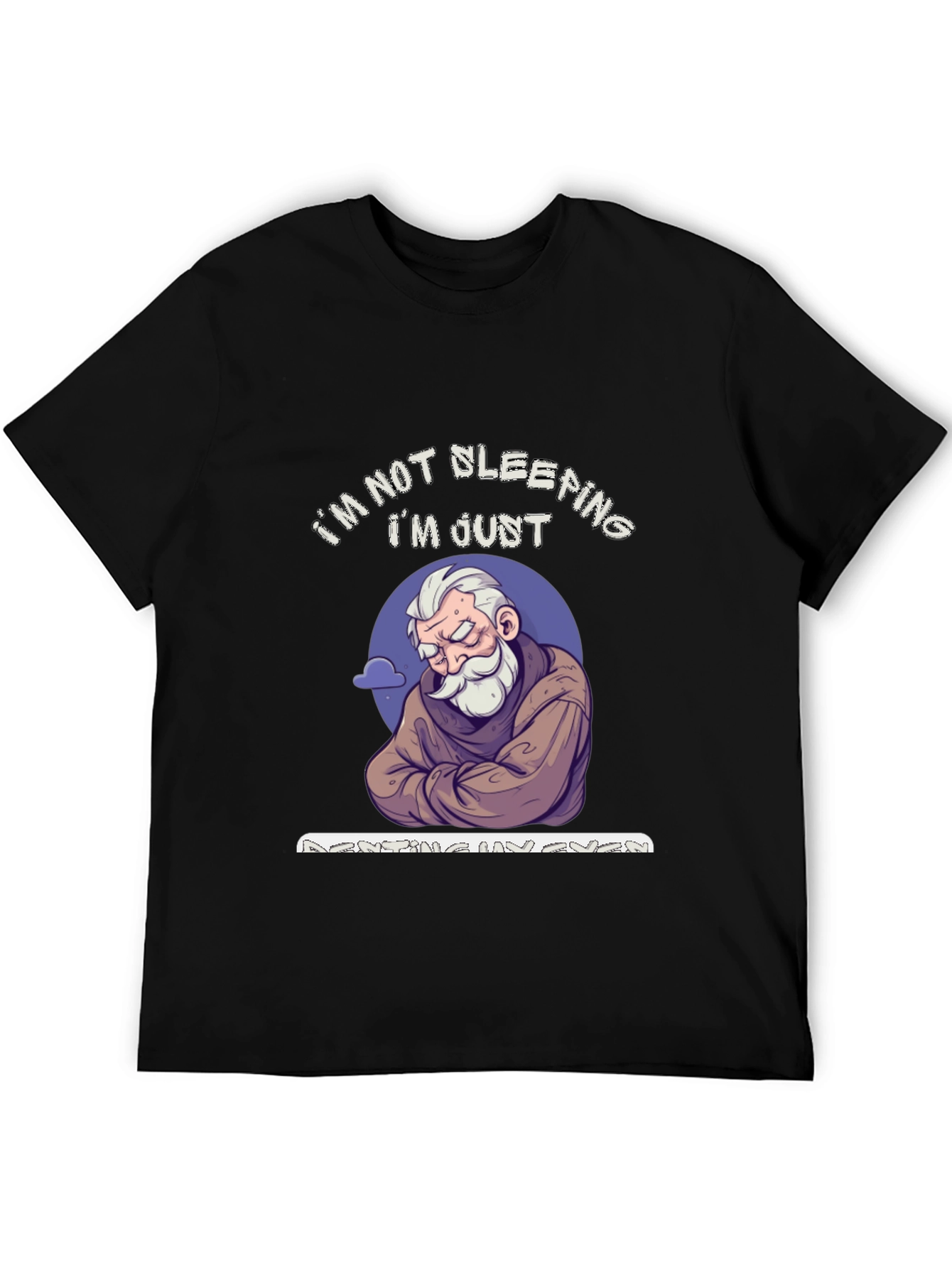 Black Funny "I'm Not Sleeping" Graphic Tee view 5