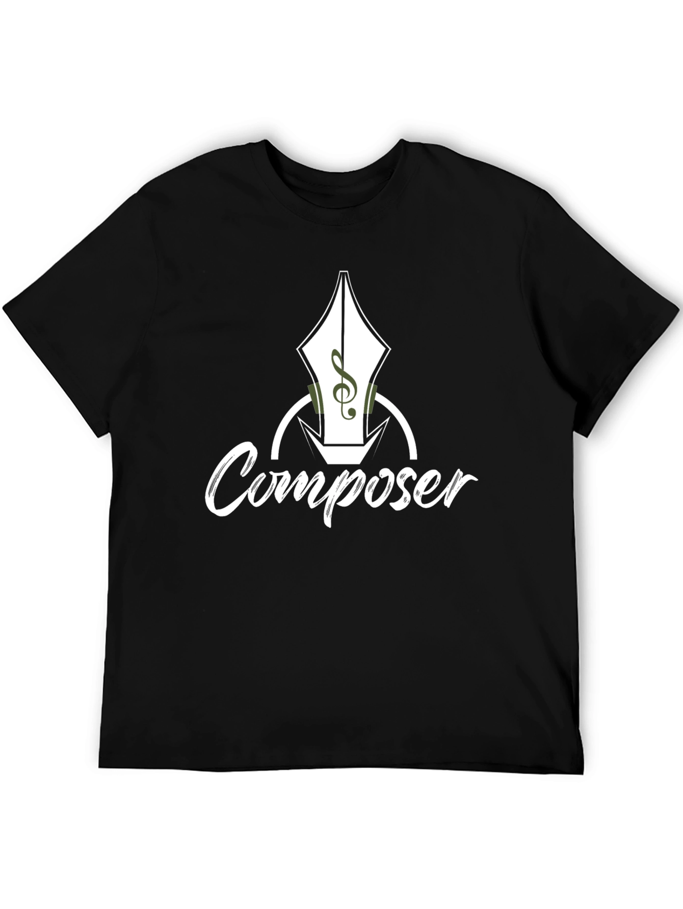 Black Composer T-Shirt - Music Pen Design view 5