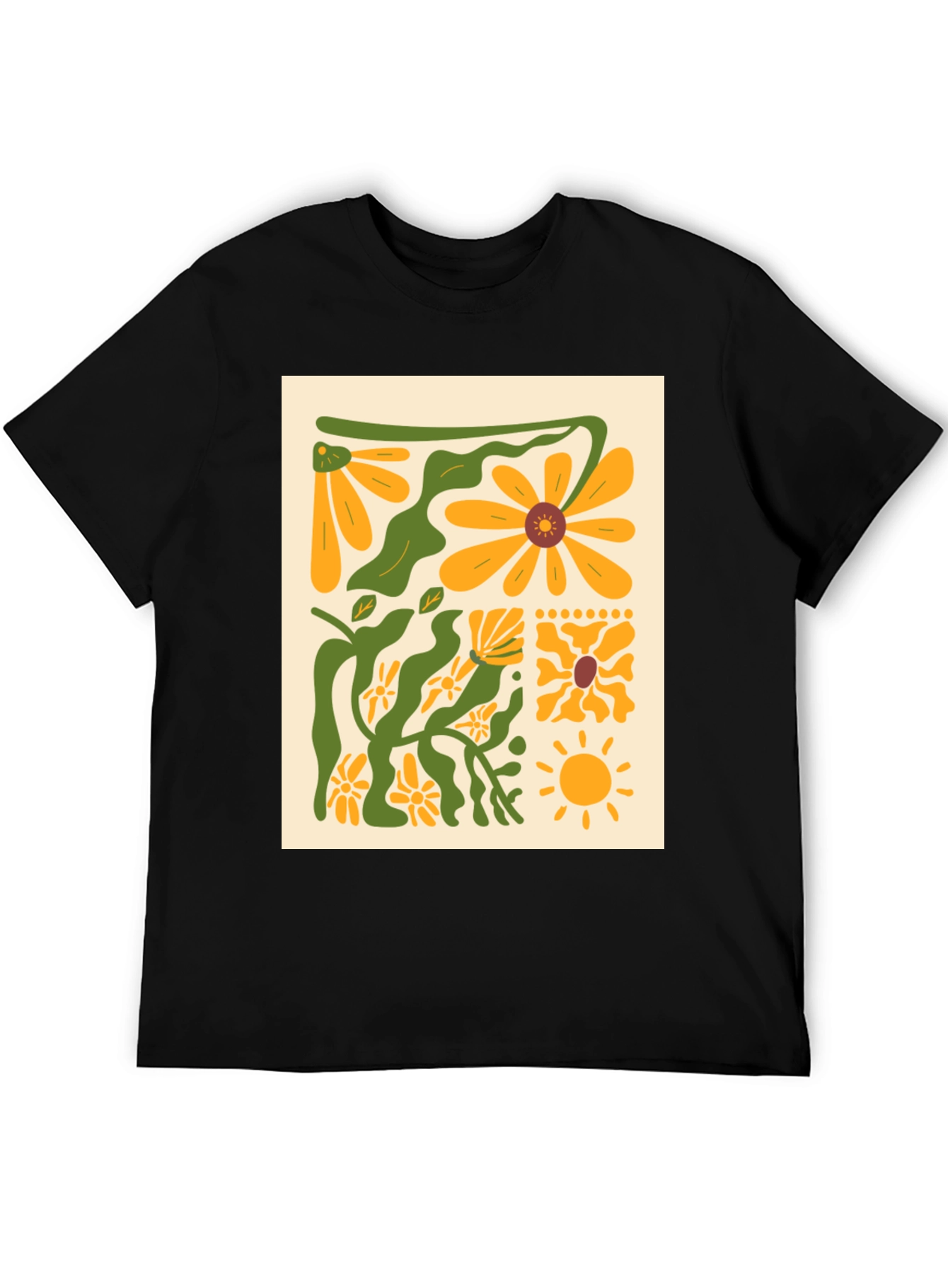 Black Floral Print Graphic Tee - Retro Style view 5