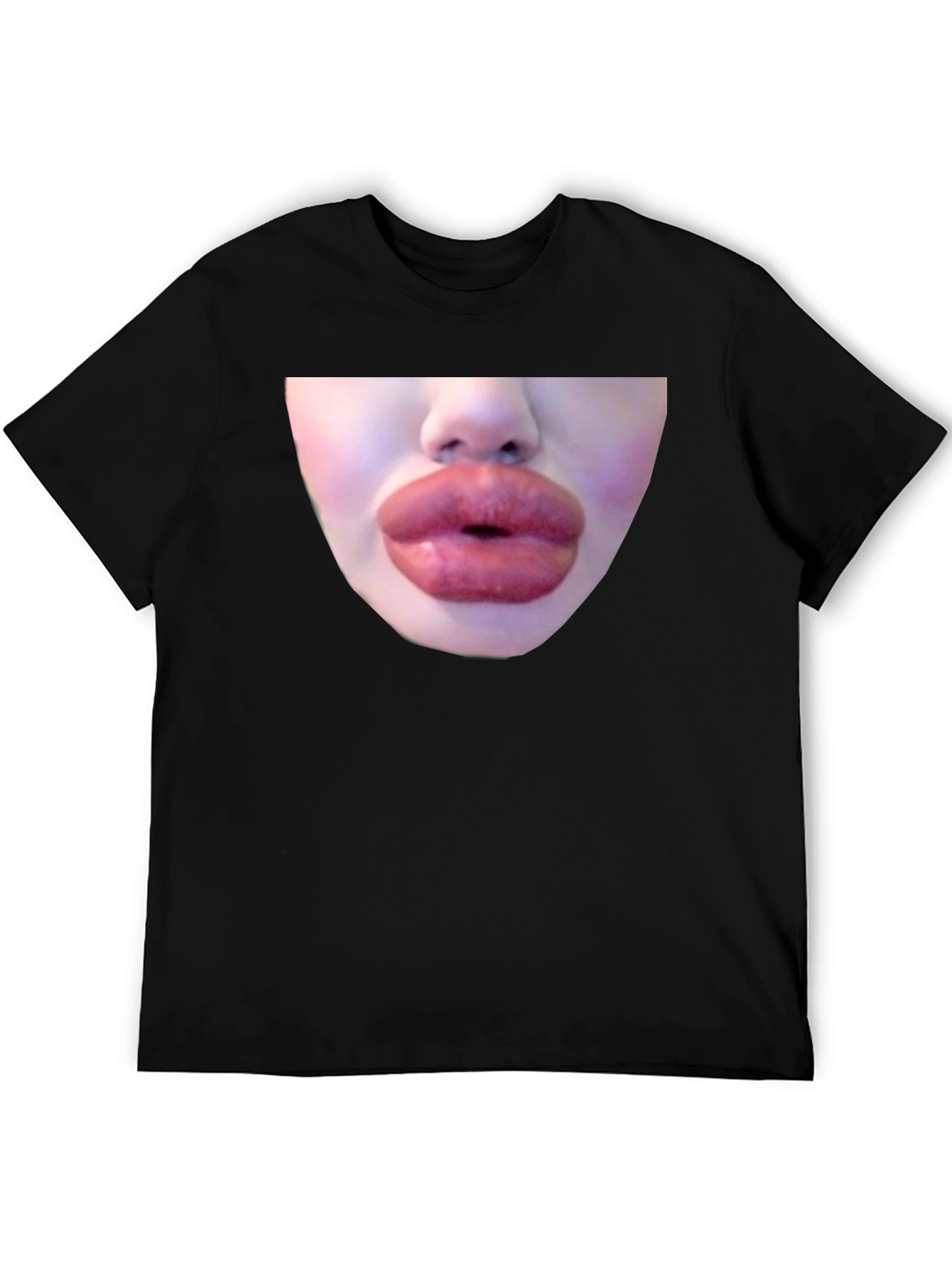 Black Statement Black Tee with Bold Lip Graphic view 5
