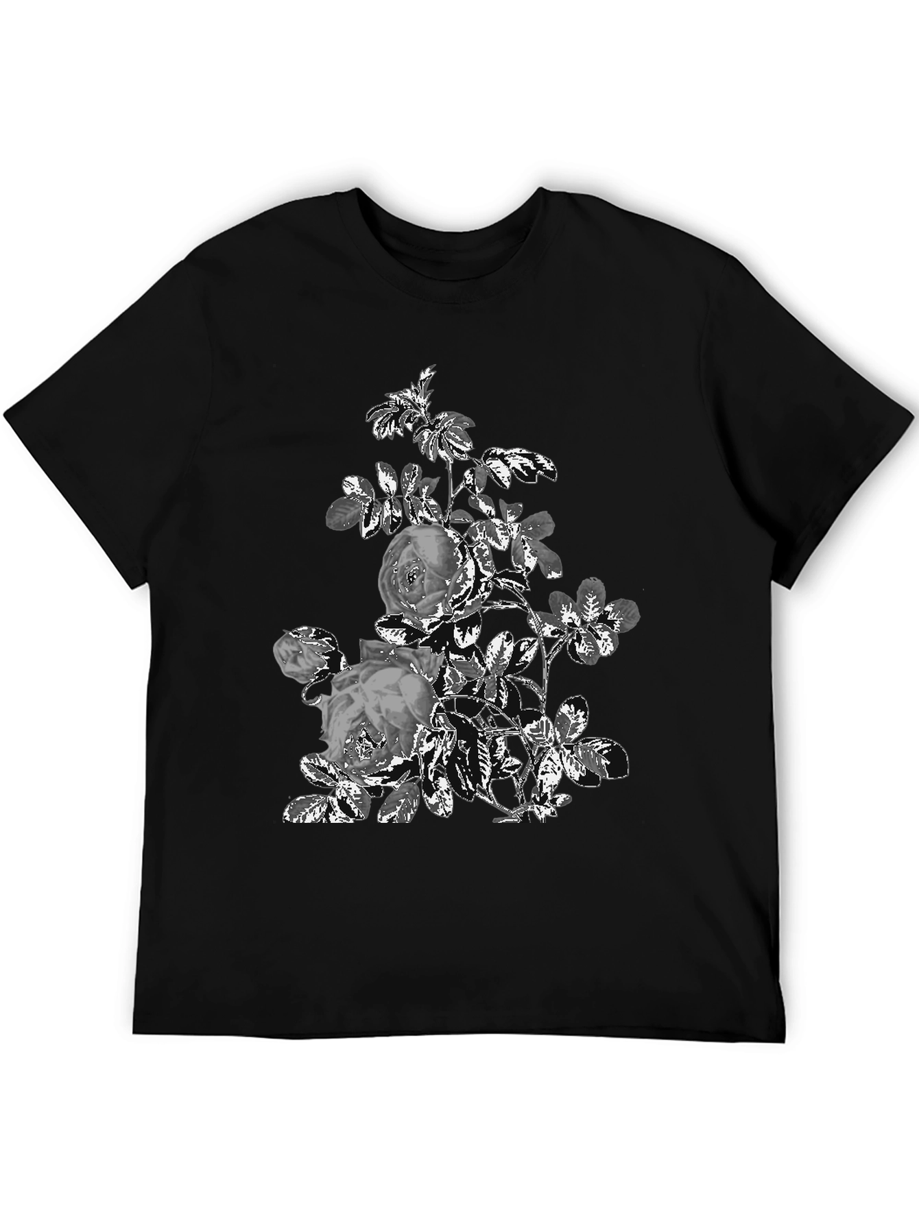 Black Floral Graphic Print Tee - Black view 5