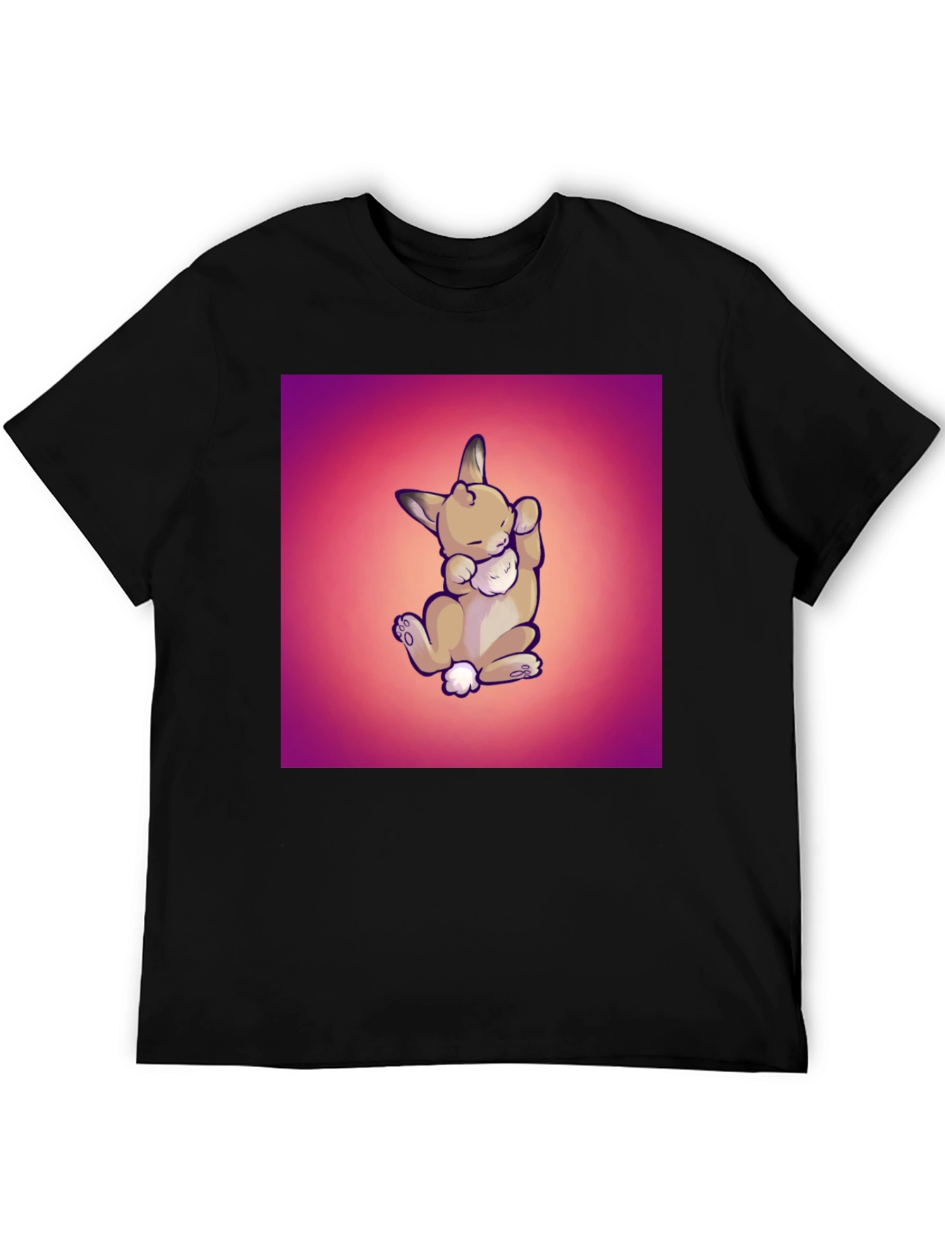 Black Cute Bunny Graphic Tee - Men's Black T-Shirt view 5