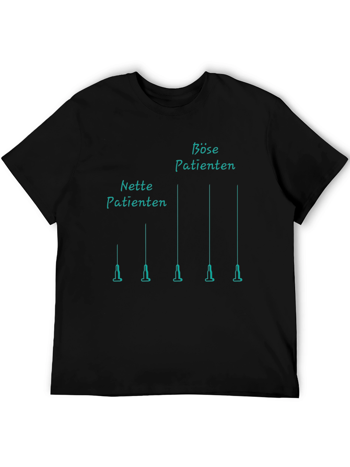 Black Novelty "Patients" Syringe T-Shirt view 5