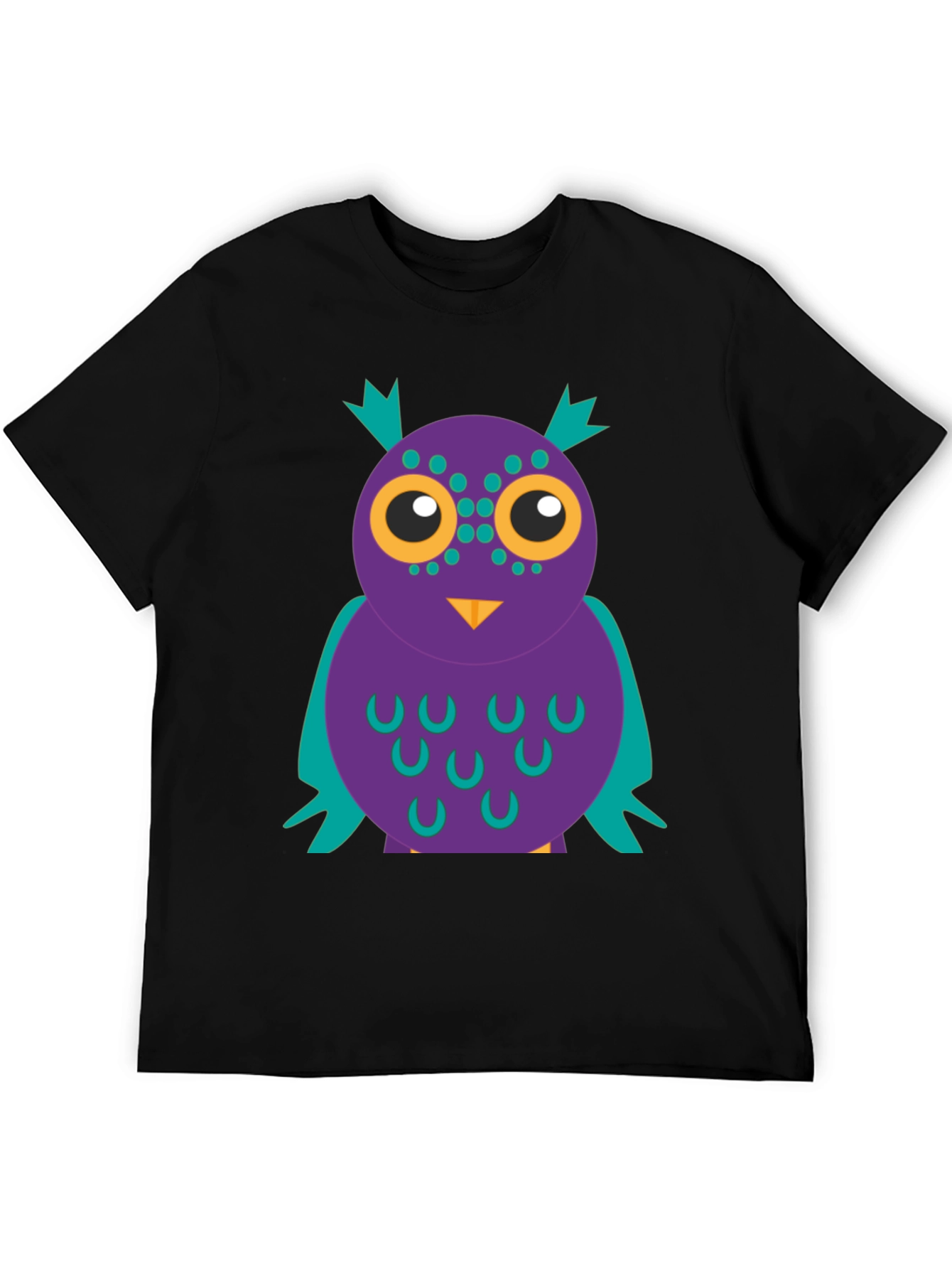 Black Funky Owl Graphic Tee - Black Cotton T-Shirt view 5