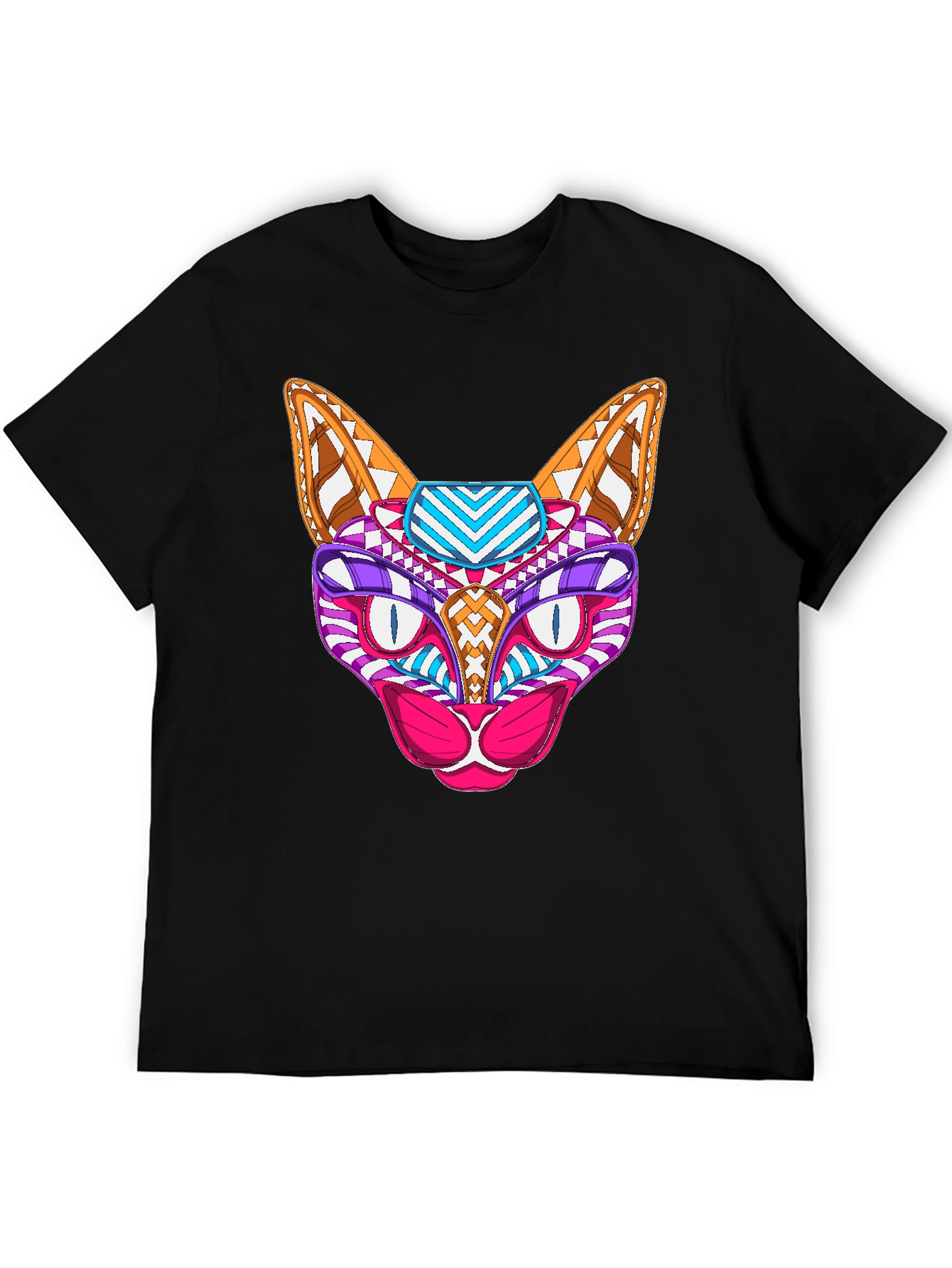 Black Abstract Cat T-Shirt - Unique Graphic Tee view 5
