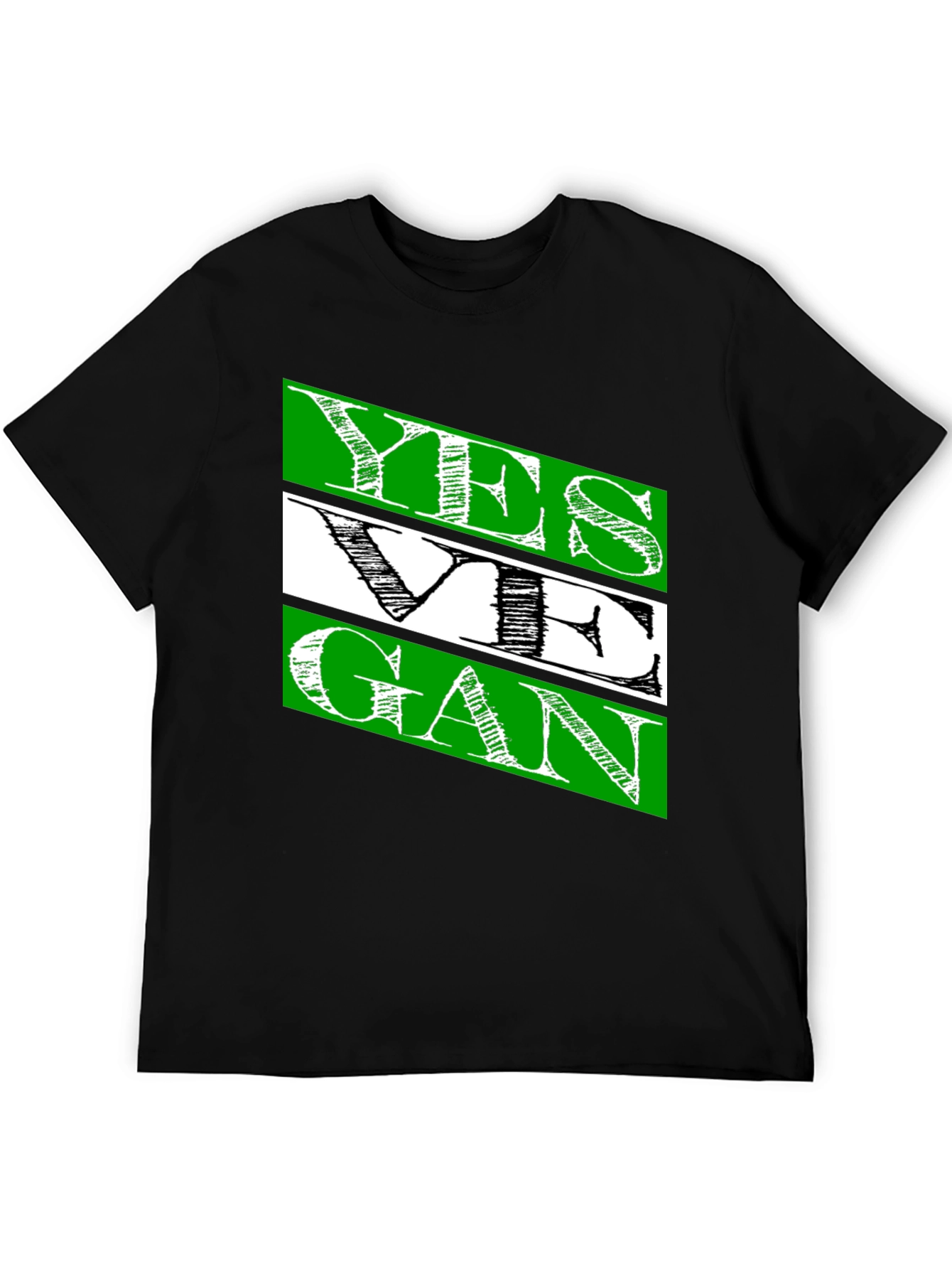 Black Yes We Gan T-Shirt | Men's Black Cotton Tee view 5