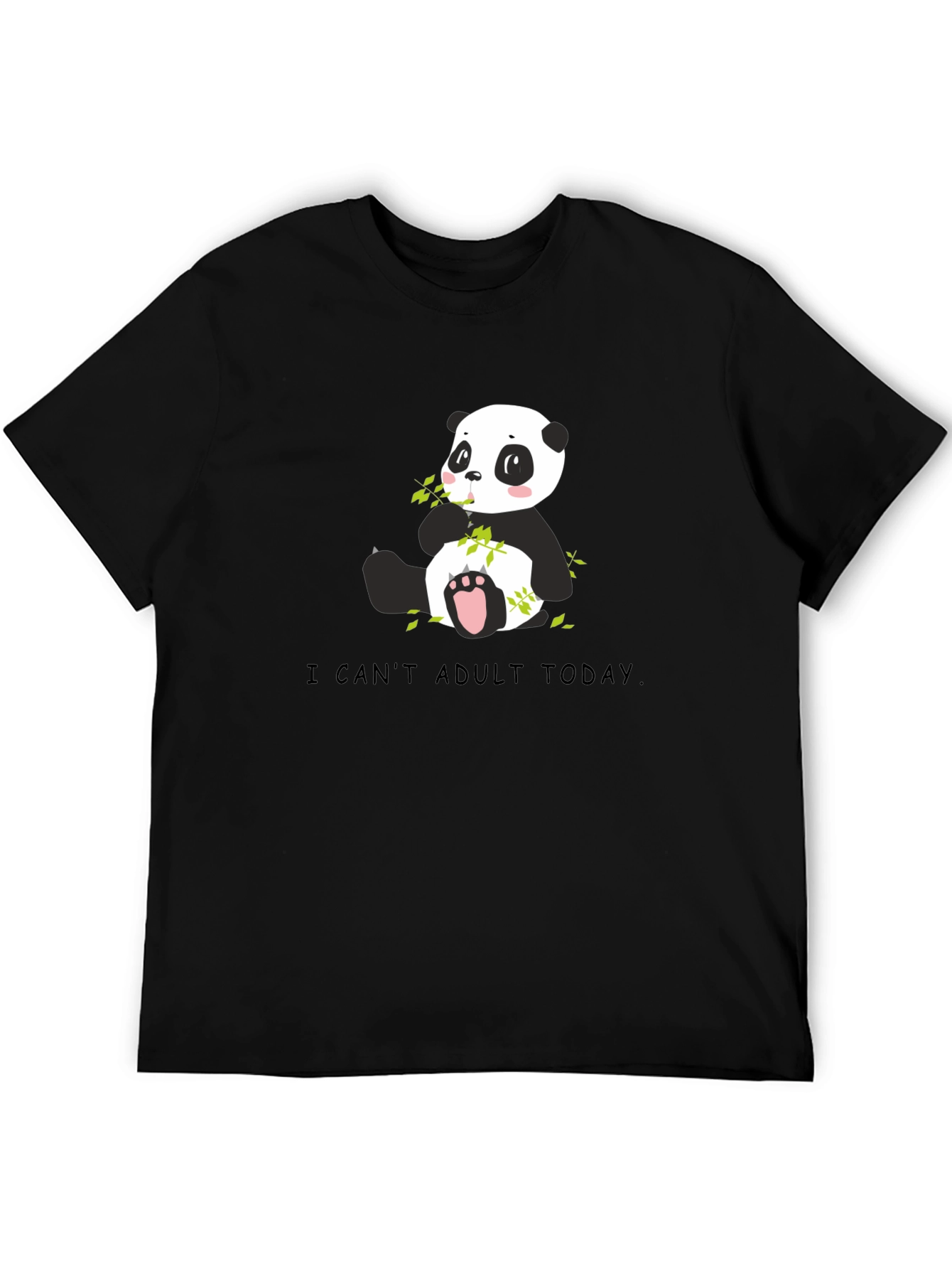 Black Cute Panda T-Shirt - I Can't Adult Today Graphic Tee view 5