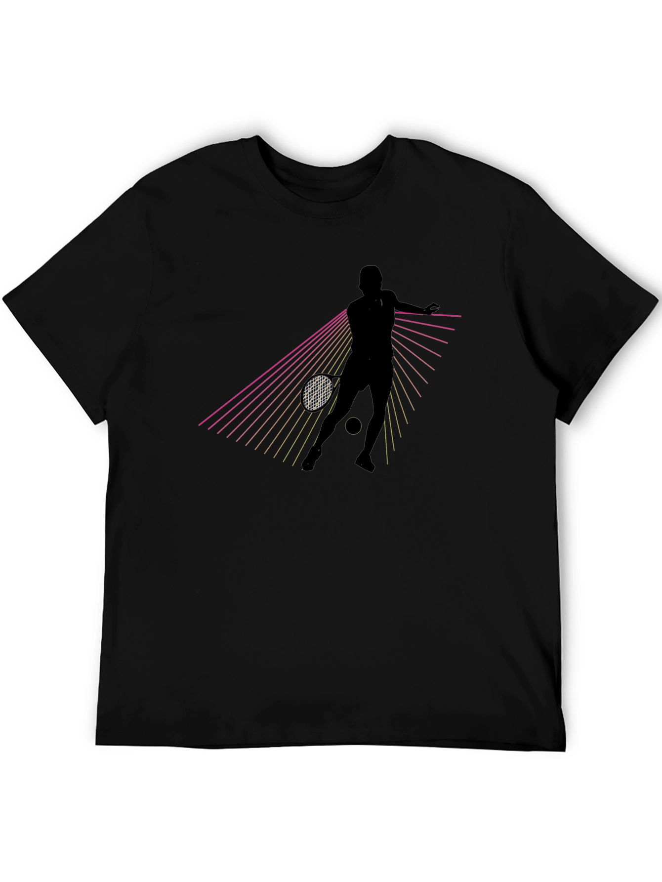 Black Tennis Player Graphic Tee - Retro Style view 5