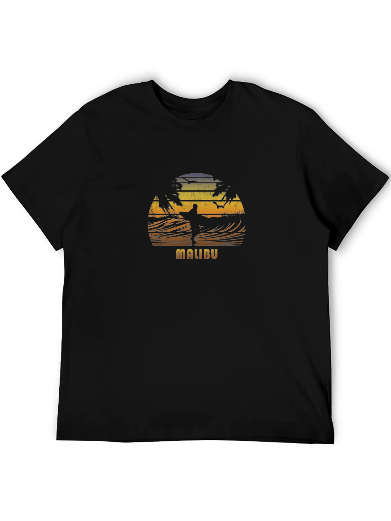 Black Malibu Surfer T-Shirt - Retro Sunset Beach Vibes view 5